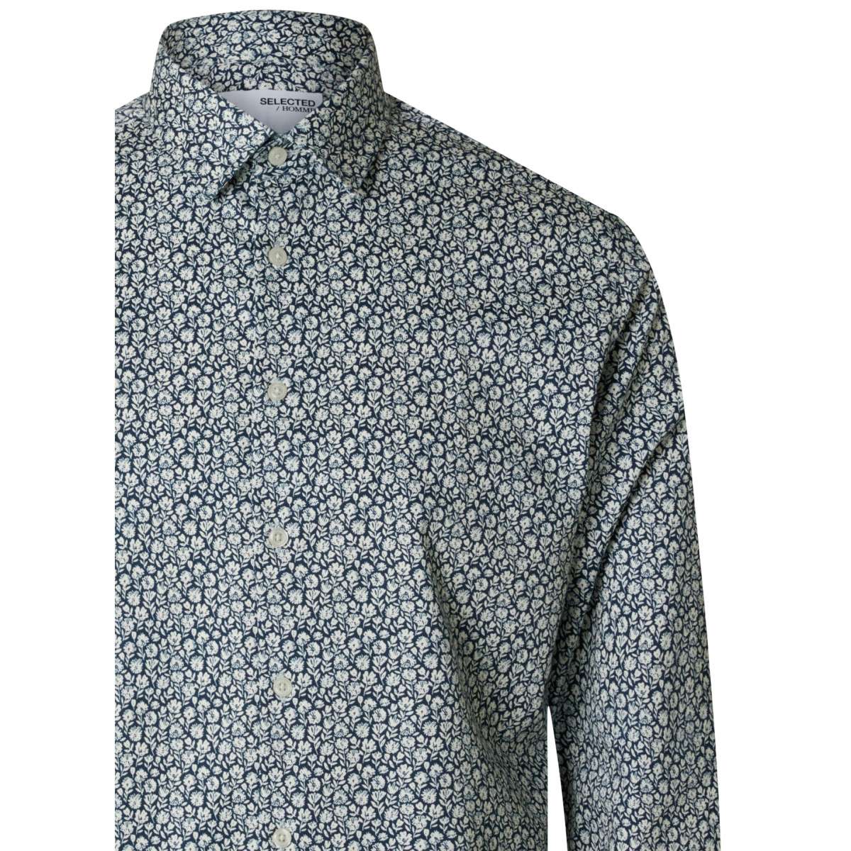 Chemise Selected Homme Heritage - Coupe Slim Bleu Kaki Carreaux, Manches Longues, Occasion Très Bon état
