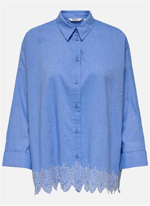 ONLY Chemises Chemisier coton ample femme bleu