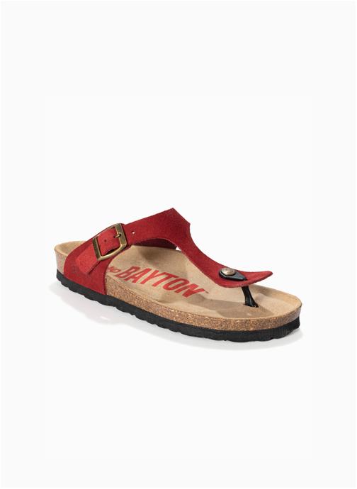 Bayton Tongs Tongs en cuir suédé MERCURE pour femme Camel femme rouge