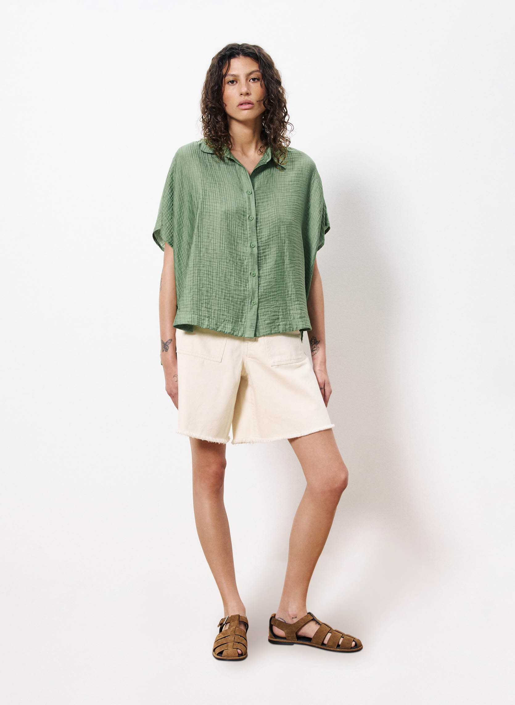 Chemisier à manches longues pour femme, élégant, surdimensionné, imprimé géométrique, à revers, à la mode, décontracté, bureau, boutonné, automne / Chemises et chemisiers