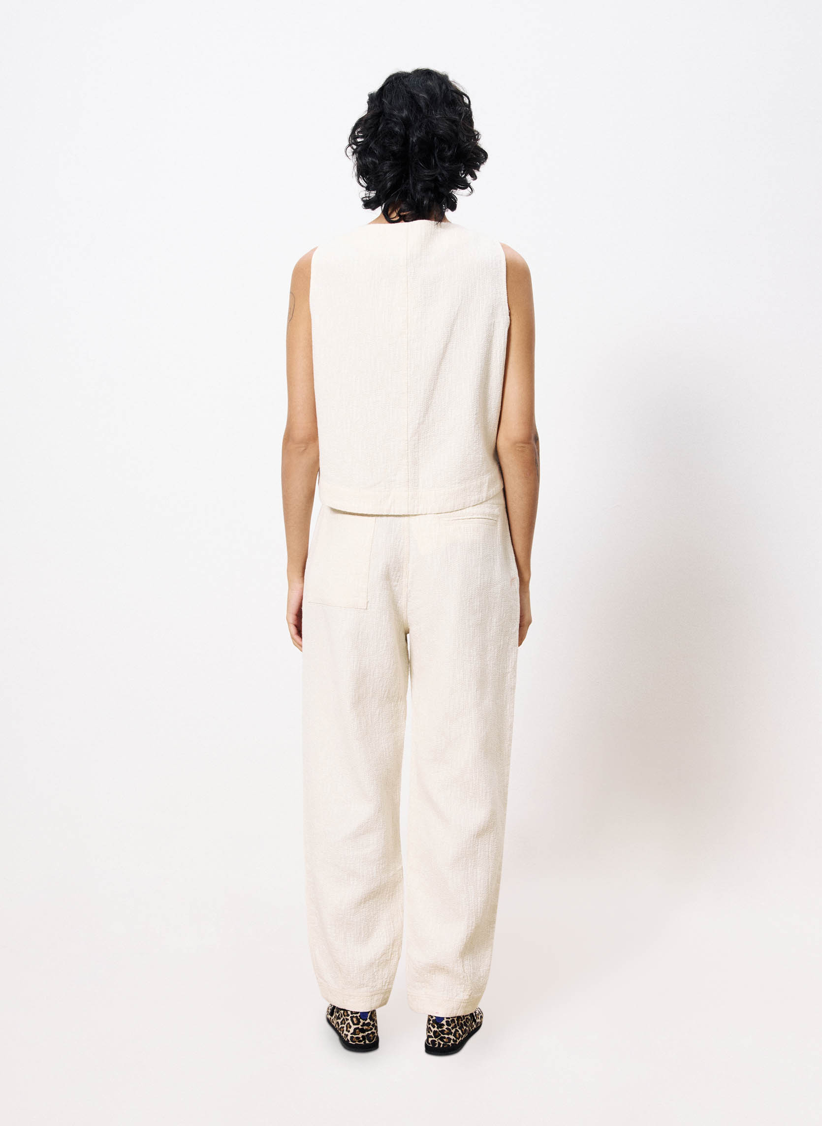 Pantalons droit PEPITA femme beige FRNCH Pantalons droit PEPITA femme beige Crème