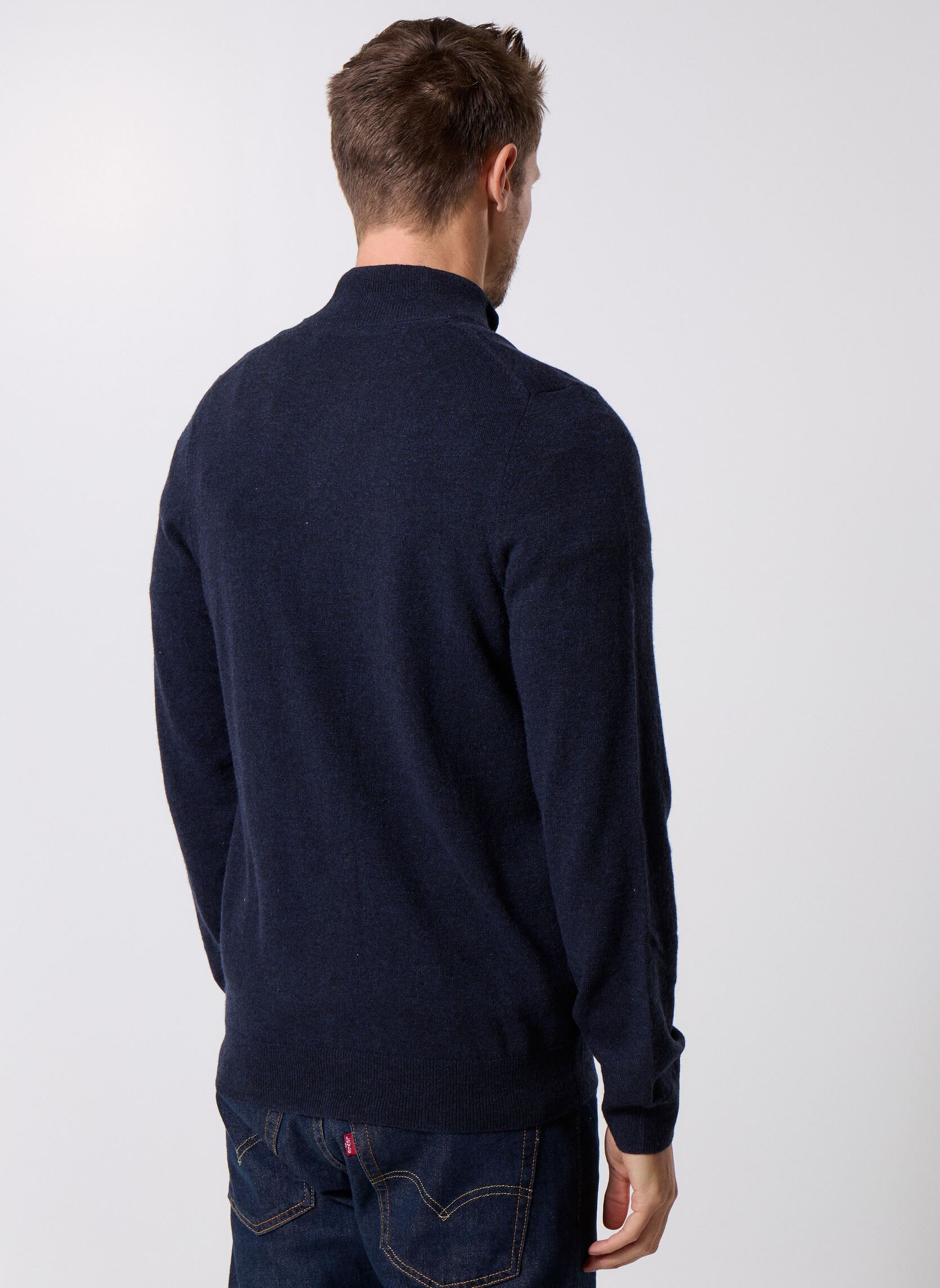 Vesten Lambswool Blend Zip Through Cardigan heren blauw Lyle & Scott Vesten Lambswool Blend Zip Through Cardigan heren blauw DARK NAVY MARL