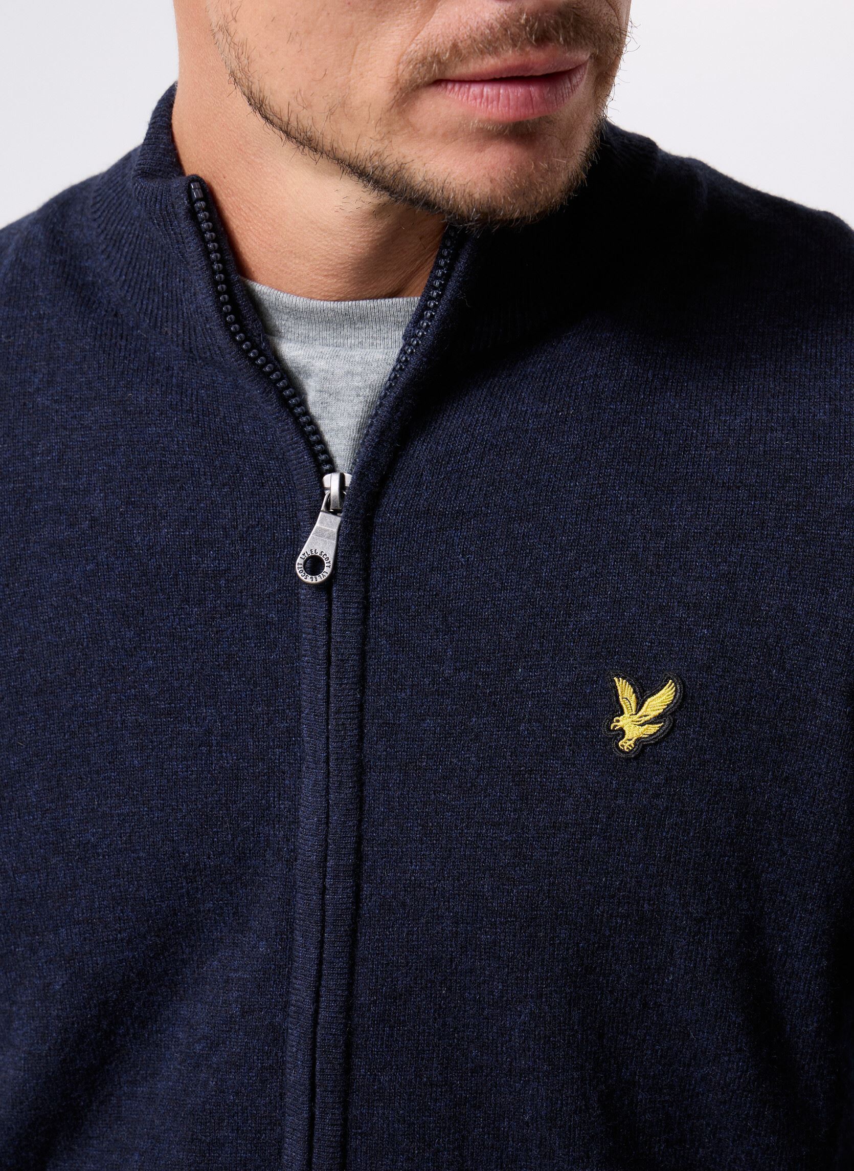 Vesten Lambswool Blend Zip Through Cardigan heren blauw Lyle & Scott Vesten Lambswool Blend Zip Through Cardigan heren blauw DARK NAVY MARL