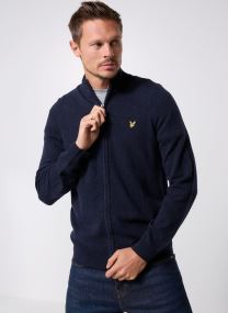 Vesten Lambswool Blend Zip Through Cardigan heren blauw