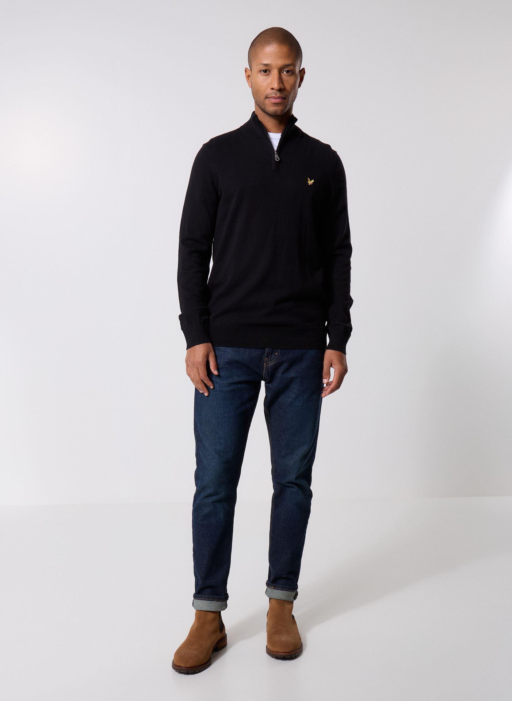 Jerseys Cotton Merino Quarter Zip Jumper hombre negro Lyle & Scott Jerseys Cotton Merino Quarter Zip Jumper hombre negro JET BLACK