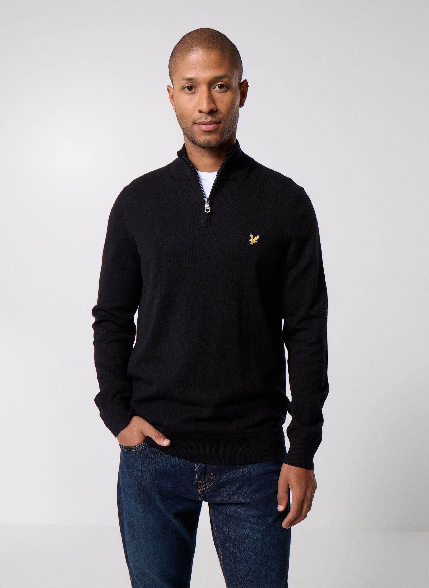 Jerseys Cotton Merino Quarter Zip Jumper hombre negro Lyle & Scott Jerseys Cotton Merino Quarter Zip Jumper hombre negro JET BLACK