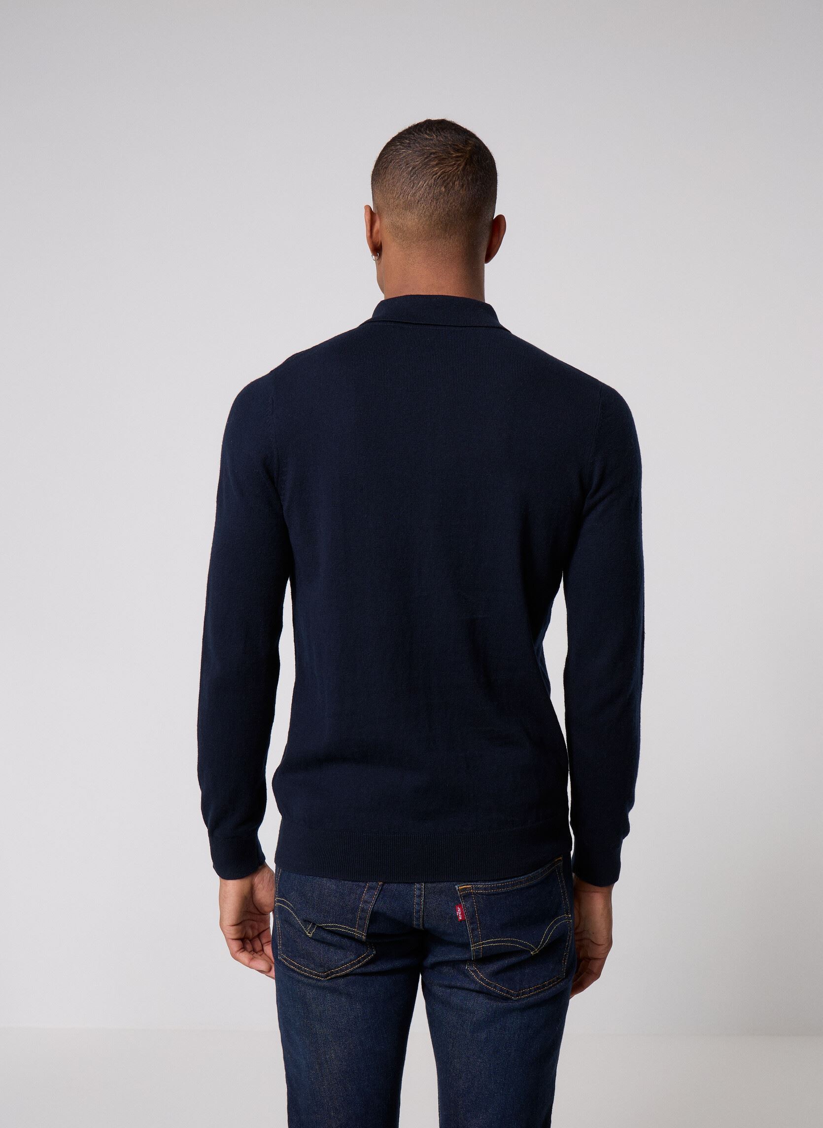 Pulls Cotton Merino Long Sleeve Knitted Polo homme bleu Lyle & Scott Pulls Cotton Merino Long Sleeve Knitted Polo homme bleu DARK NAVY