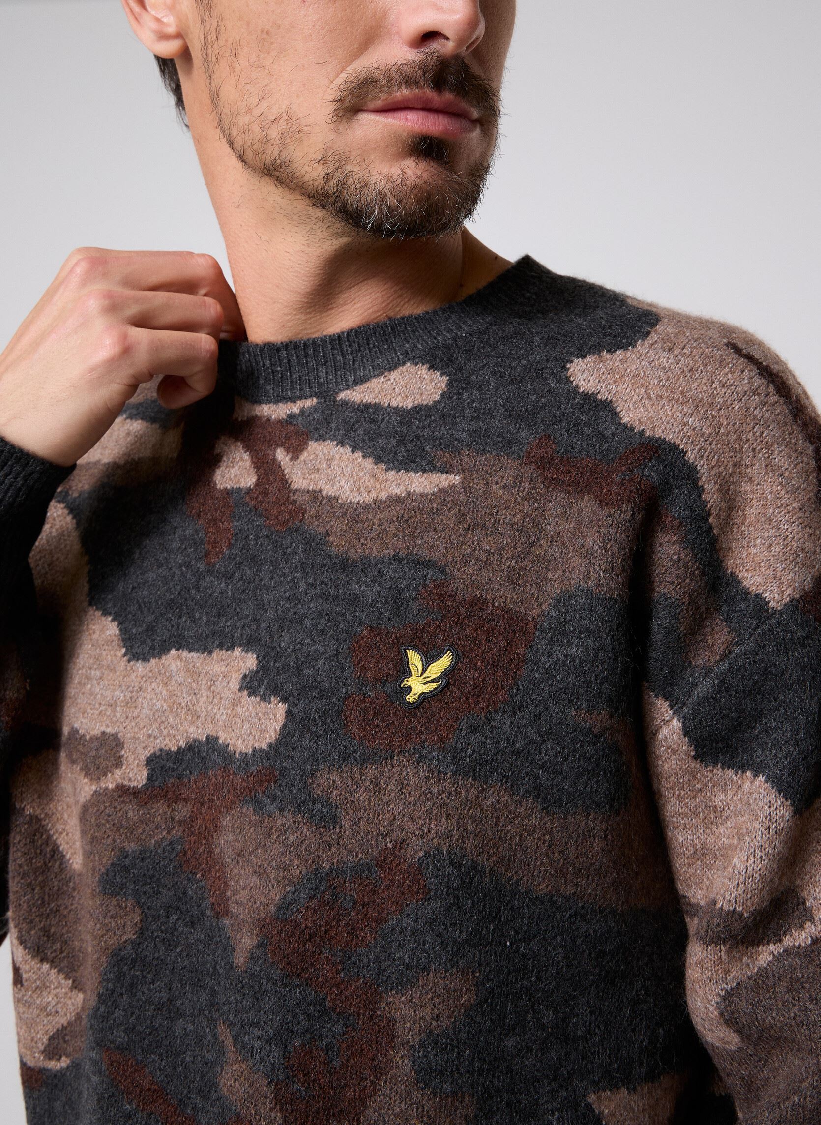 Pulls Brushed Camouflage Crew Neck Jumper homme noir Lyle & Scott Pulls Brushed Camouflage Crew Neck Jumper homme noir BLACK STEEL