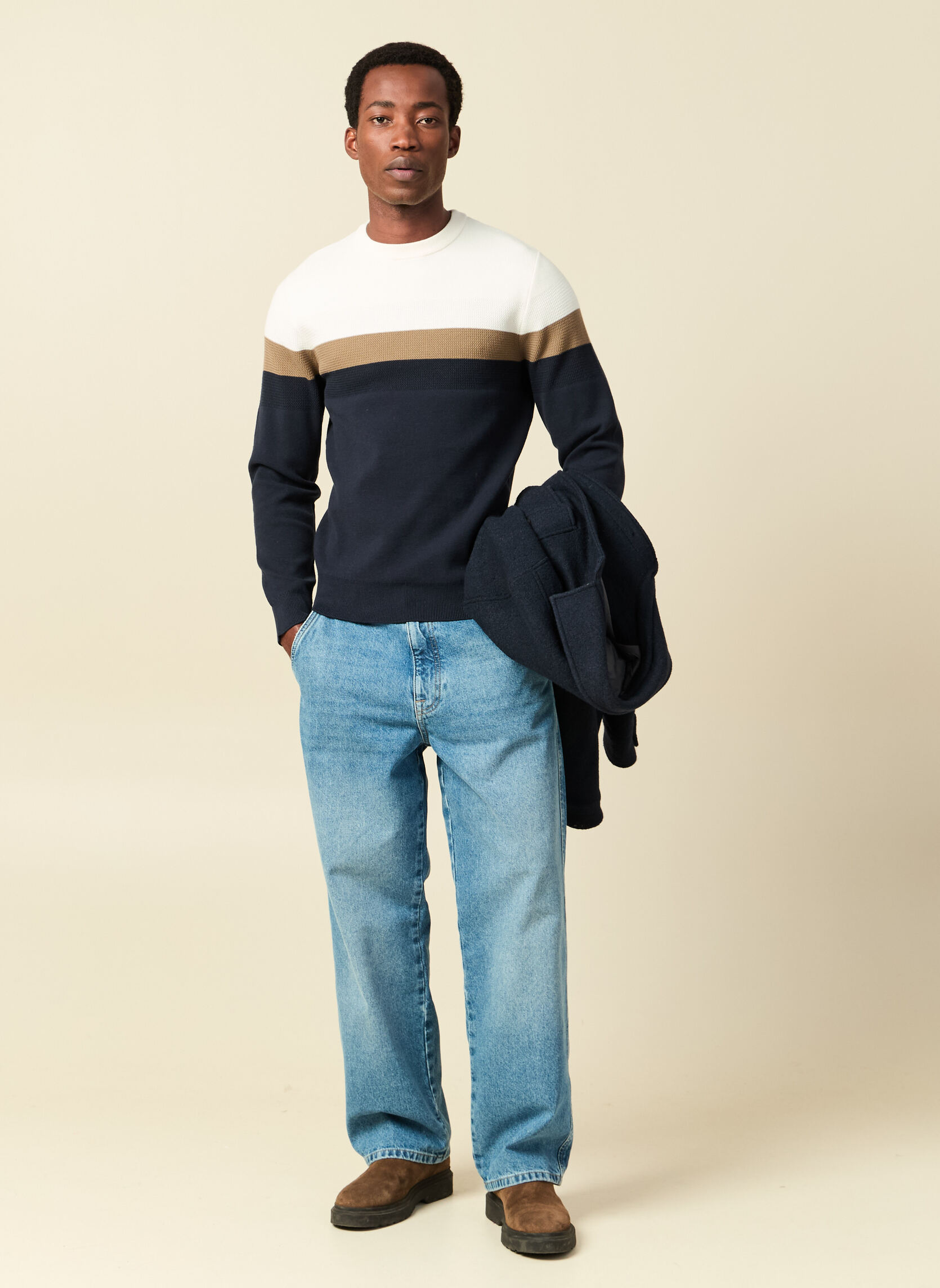Pulls Pulls col rond - ESCHEVBLOC2H homme blanc Bonobo Pulls Pulls col rond - ESCHEVBLOC2H homme blanc Blanc