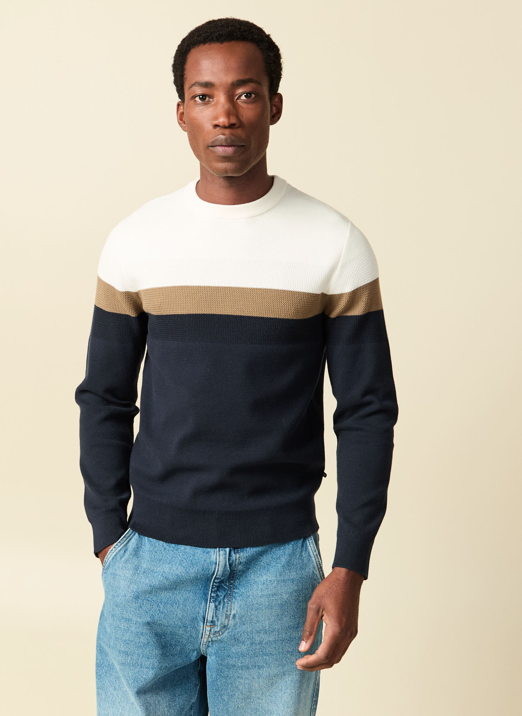 Pulls Pulls col rond - ESCHEVBLOC2H homme blanc Bonobo Pulls Pulls col rond - ESCHEVBLOC2H homme blanc Blanc