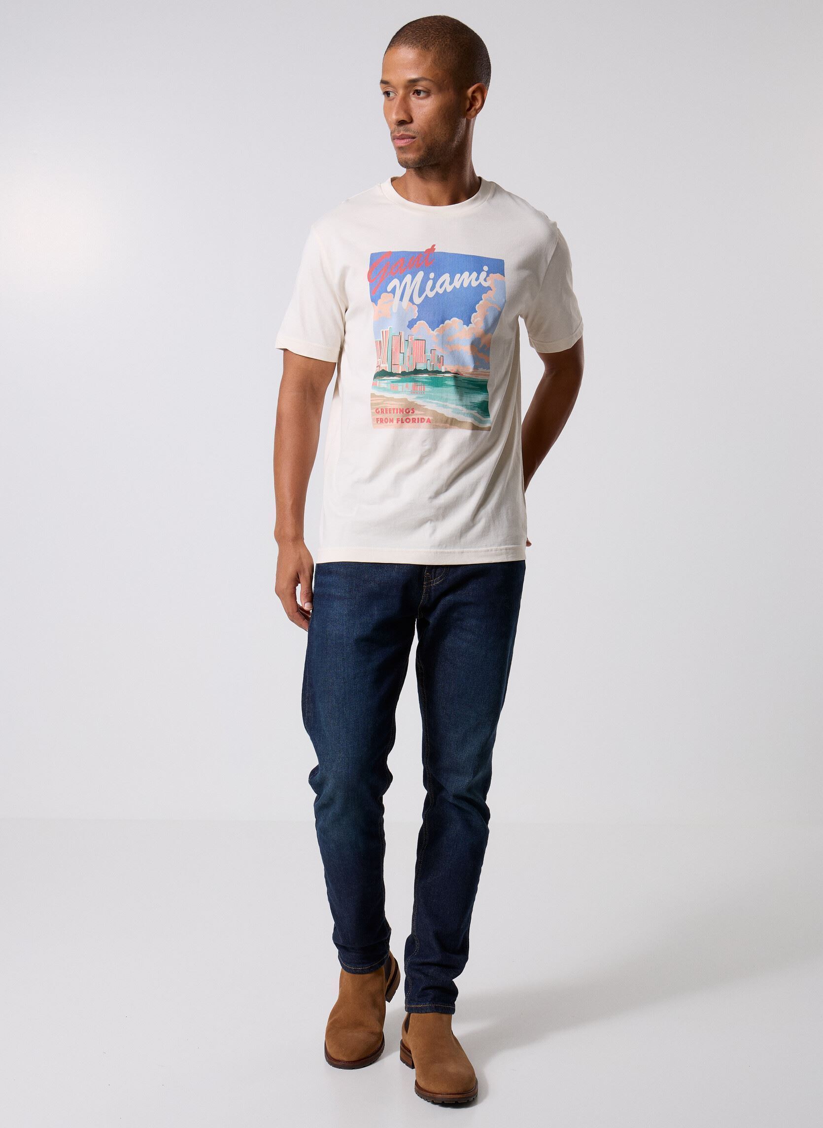 Tee-shirts manches courtes Graphic T-Shirt homme blanc GANT Tee-shirts manches courtes Graphic T-Shirt homme blanc CREAM