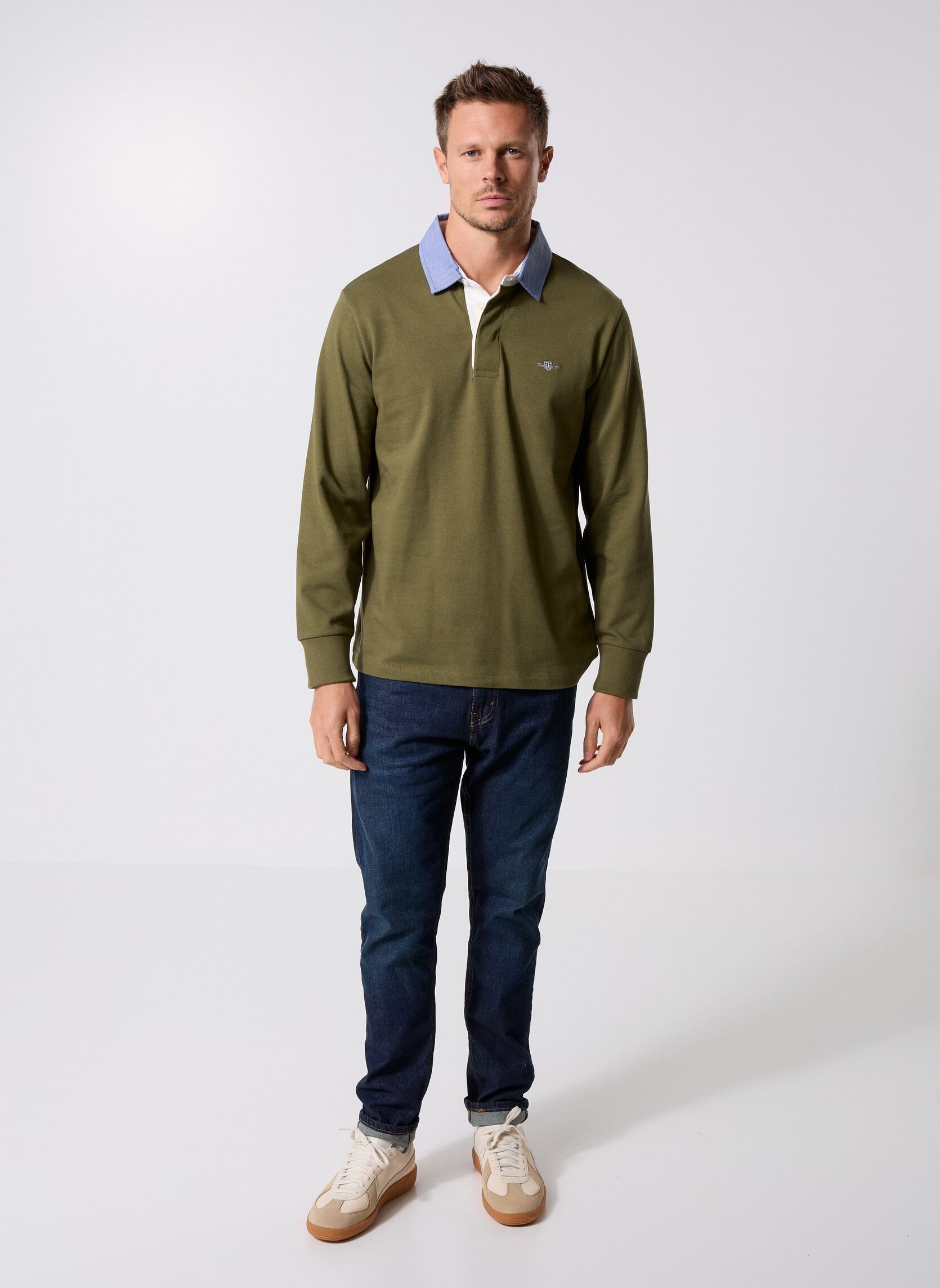 Polos de manga corta Reg Chambray Heavy Rugger hombre verde GANT Polos de manga corta Reg Chambray Heavy Rugger hombre verde Moss Green