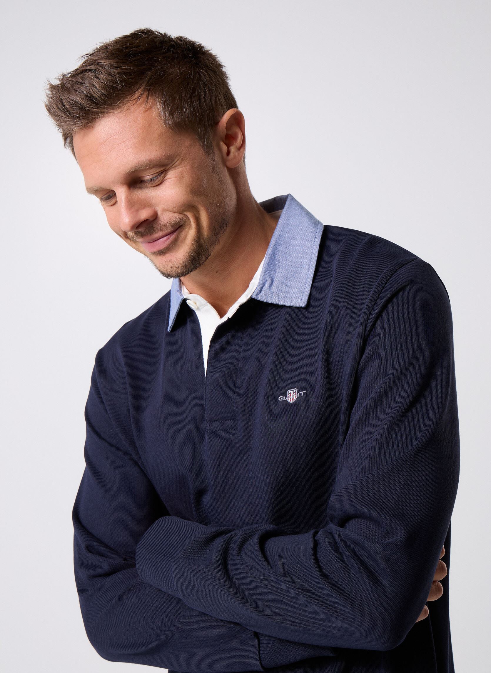 Korte mouwen polo's Reg Chambray Heavy Rugger heren blauw GANT Korte mouwen polo's Reg Chambray Heavy Rugger heren blauw EVENING BLUE
