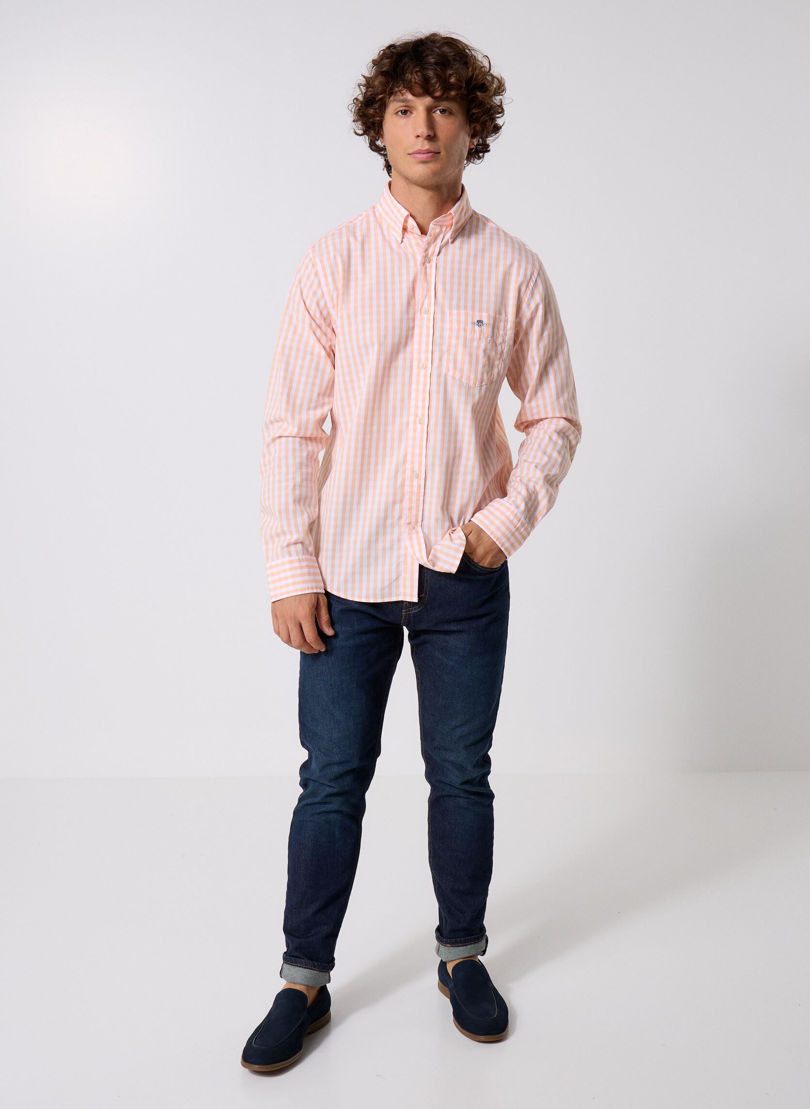 Hemden Reg Classic Poplin Gingham Shirt heren oranje GANT Hemden Reg Classic Poplin Gingham Shirt heren oranje PEACHY ORANGE