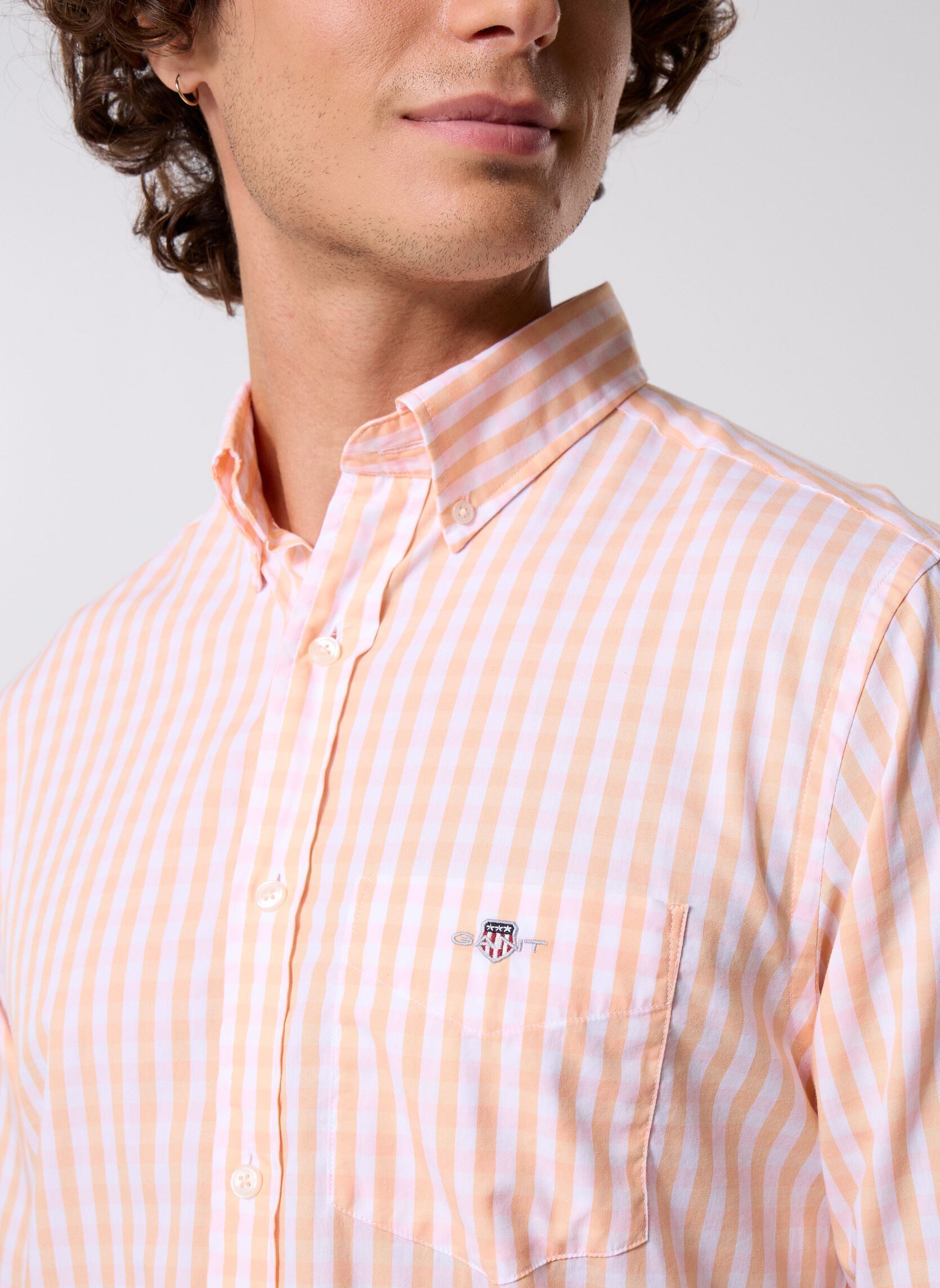 Hemden Reg Classic Poplin Gingham Shirt heren oranje GANT Hemden Reg Classic Poplin Gingham Shirt heren oranje PEACHY ORANGE