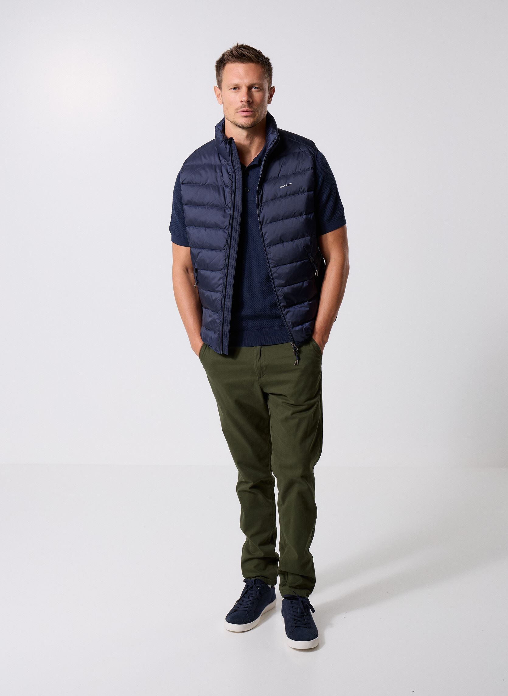 Truien Textured Cotton Ss Polo heren blauw GANT Truien Textured Cotton Ss Polo heren blauw EVENING BLUE