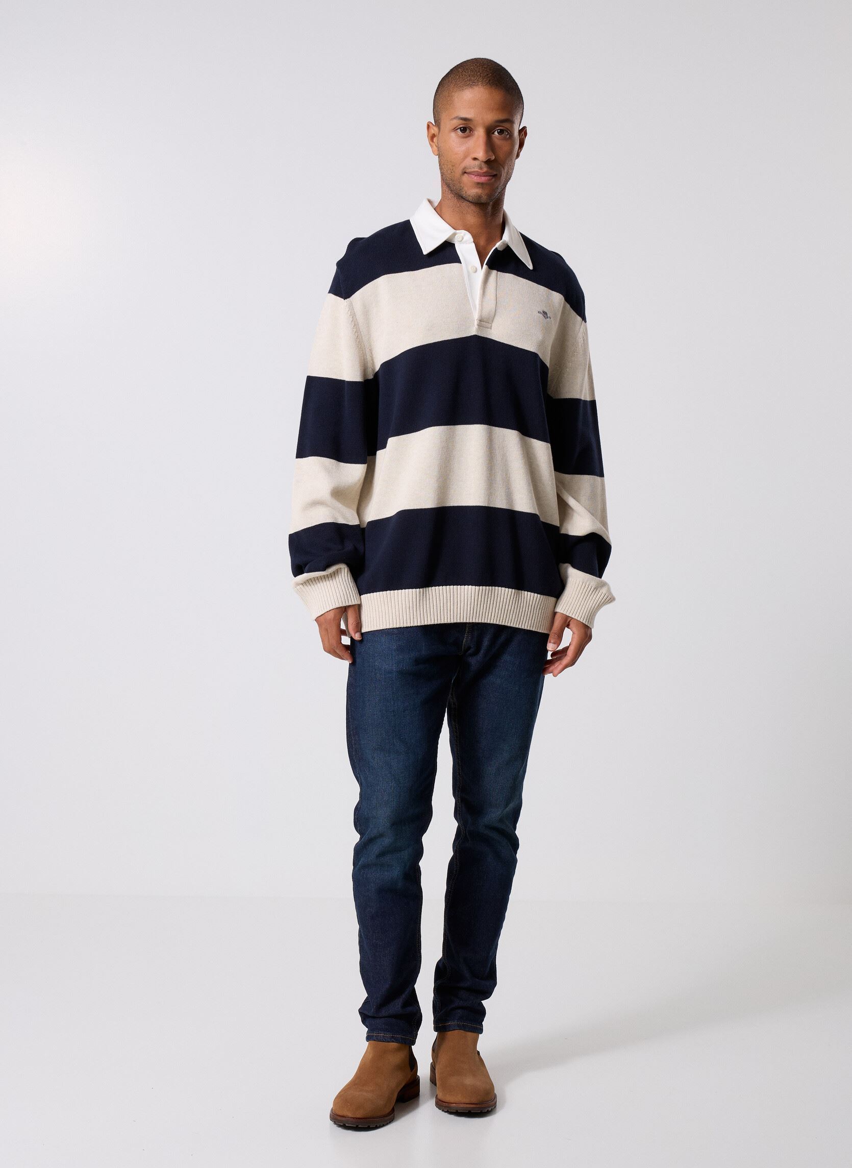 Pulls Barstriped Polo homme bleu GANT Pulls Barstriped Polo homme bleu EVENING BLUE