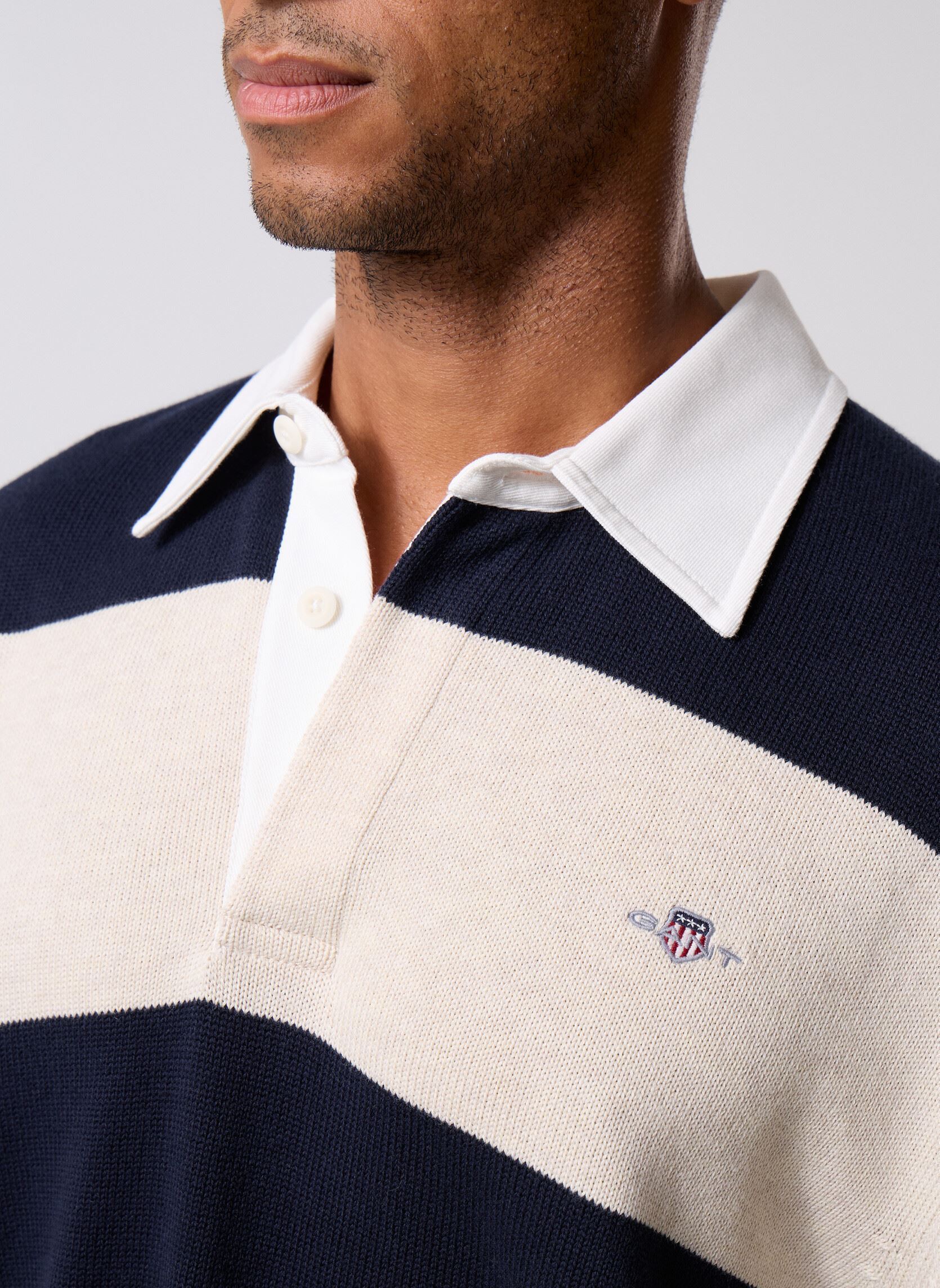 Pulls Barstriped Polo homme bleu GANT Pulls Barstriped Polo homme bleu EVENING BLUE