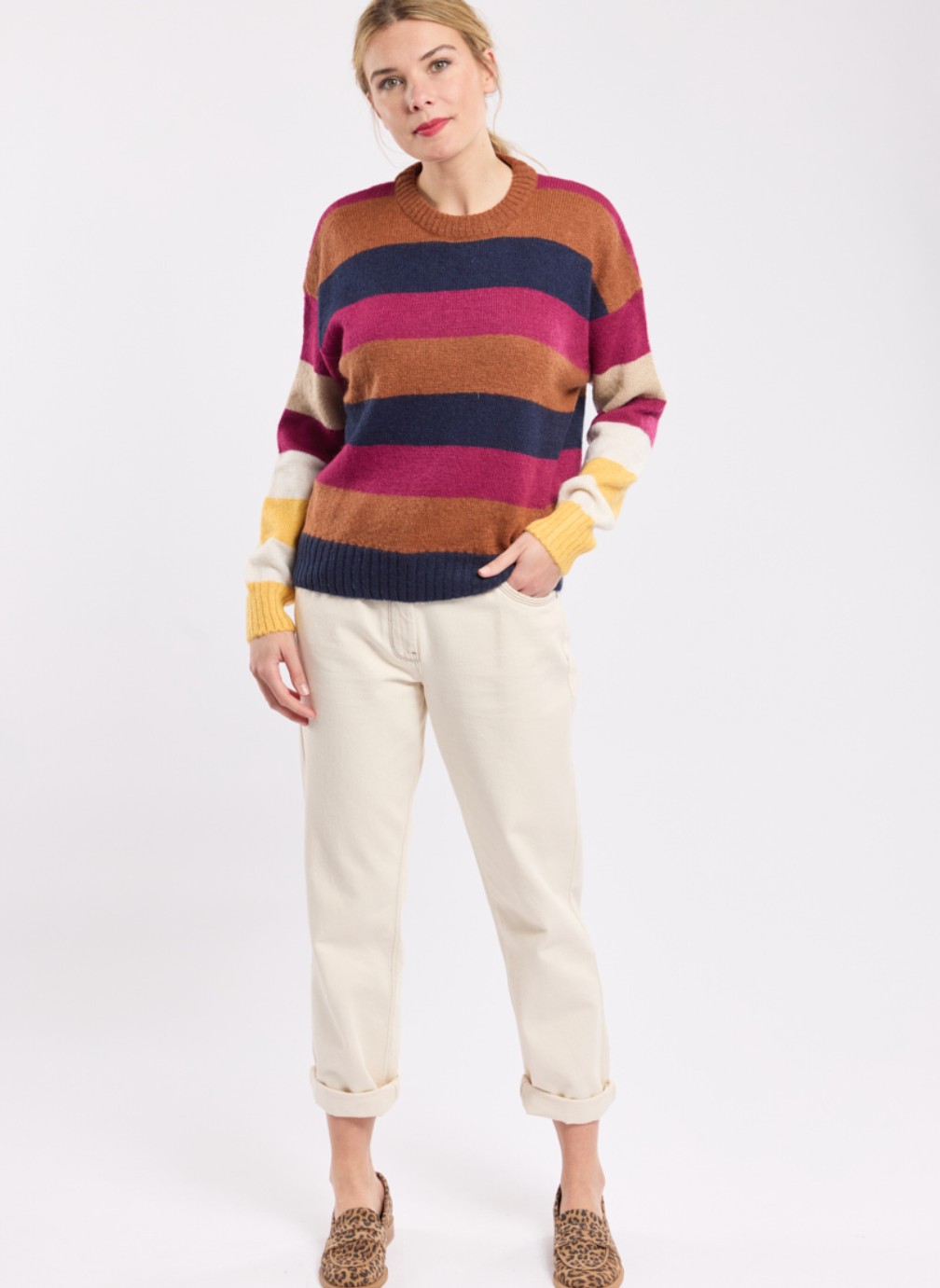 Pull Intarsia de cachemire multicolore
