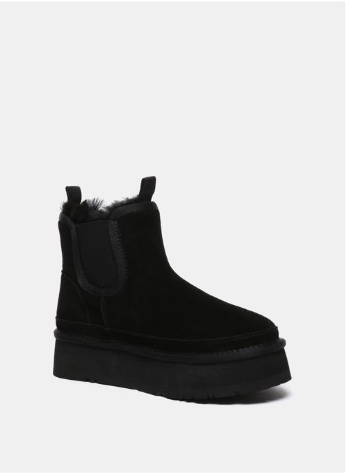 EverAu Australia Bottes Bottines courtes Chelsea femme en cuir à plateforme - Shoveler femme noir