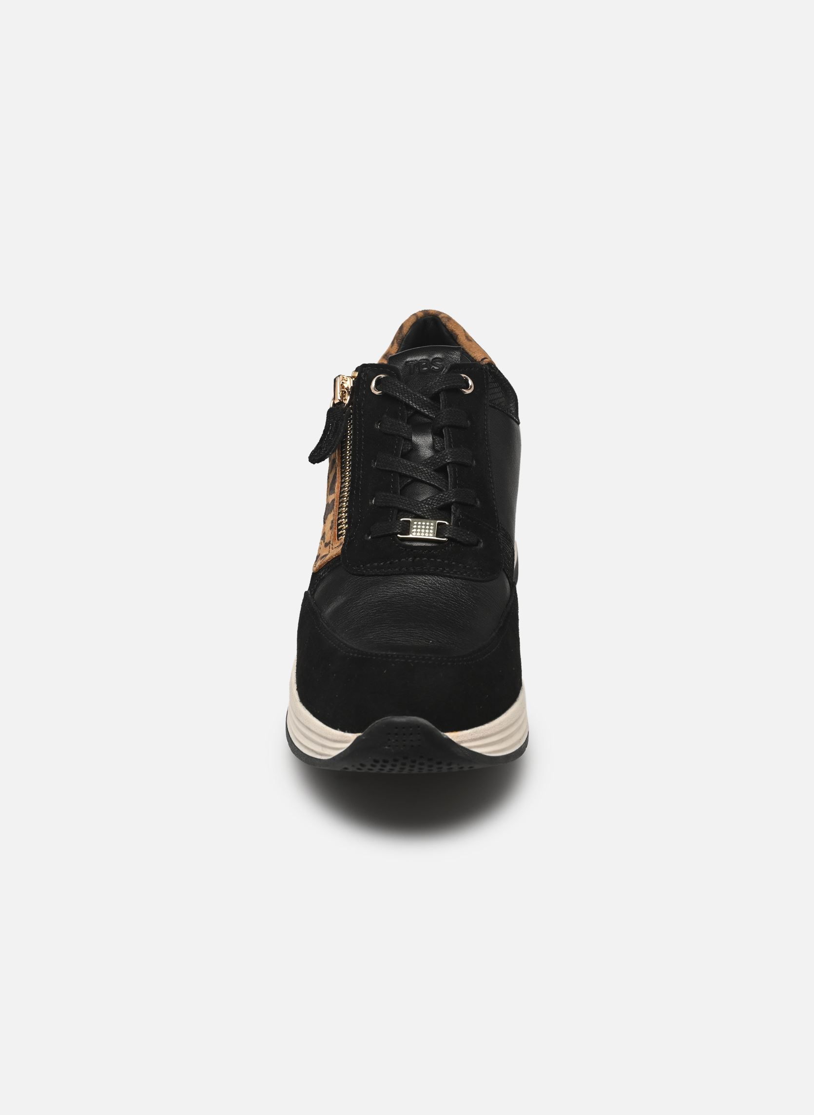 Baskets compensées TYLAZIP femme noir TBS Baskets compensées TYLAZIP femme noir NOIR + LEOPARD