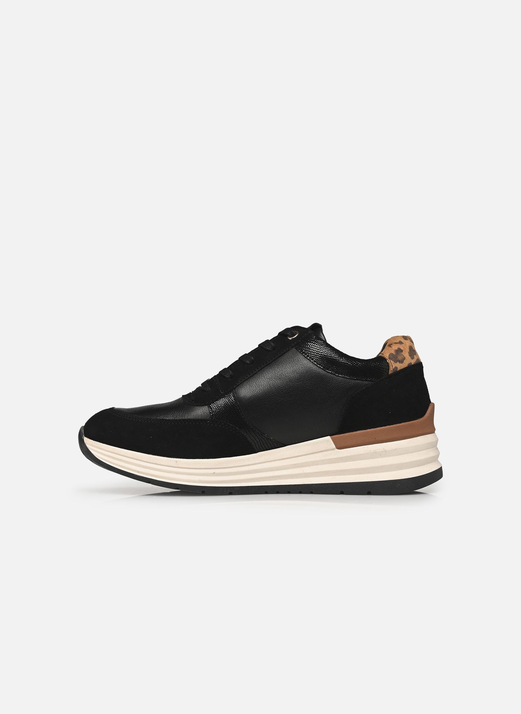 Baskets compensées TYLAZIP femme noir TBS Baskets compensées TYLAZIP femme noir NOIR + LEOPARD