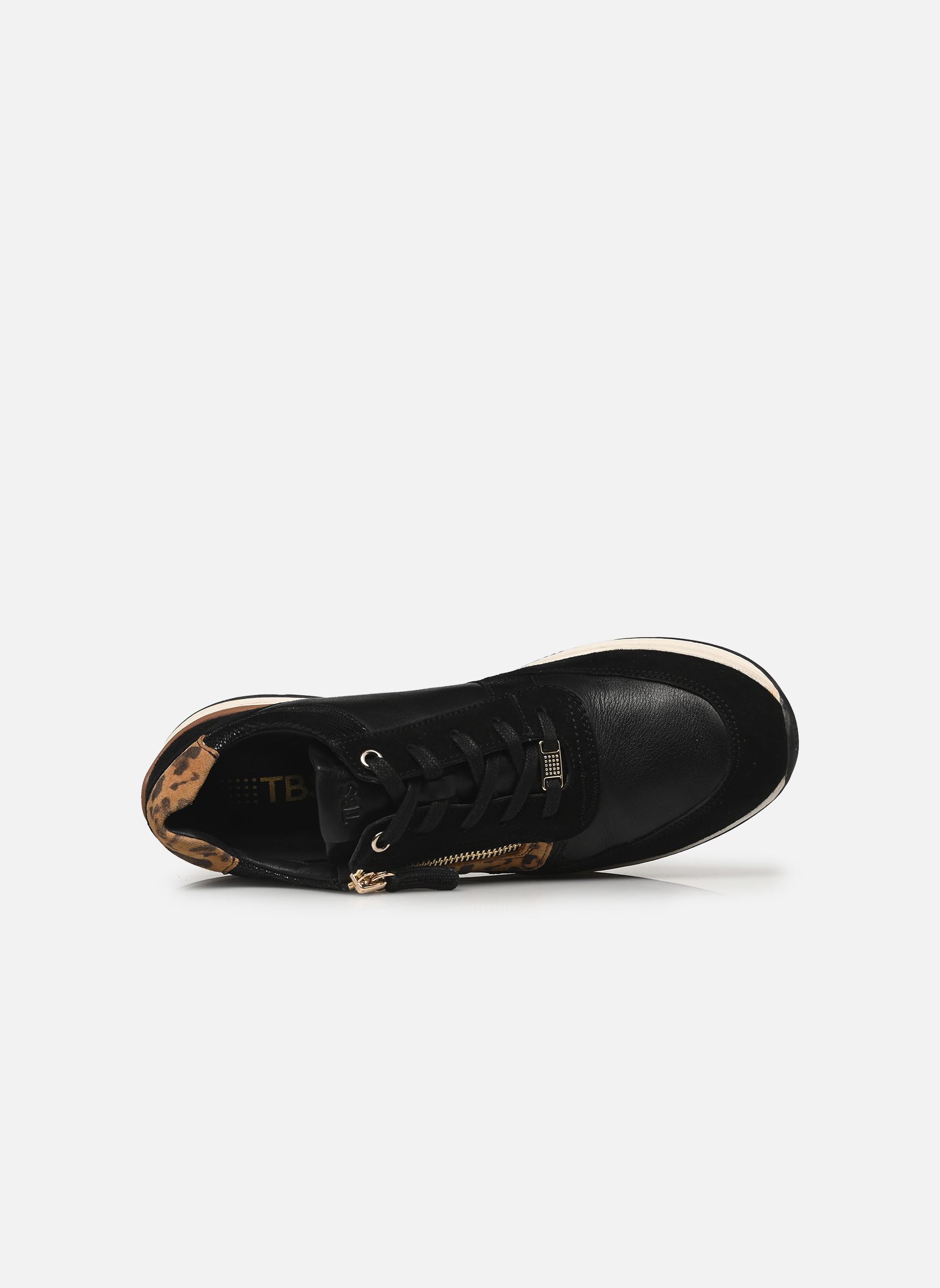 Baskets compensées TYLAZIP femme noir TBS Baskets compensées TYLAZIP femme noir NOIR + LEOPARD