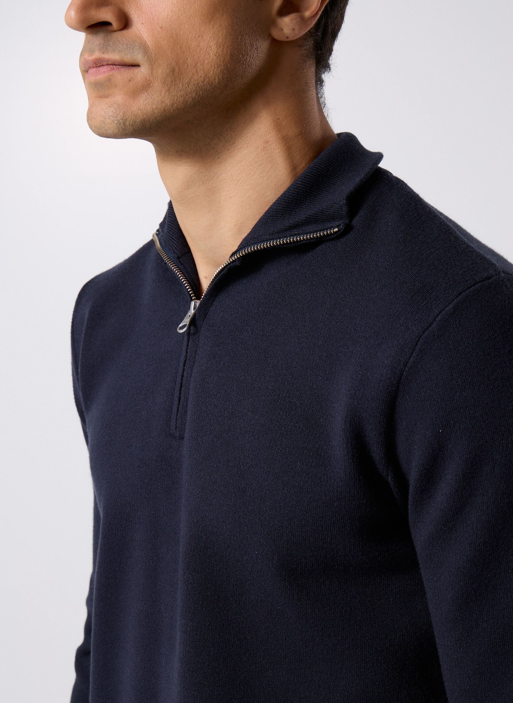 Pullover Gunan Turtle Neck Zip 10490 herren blau Samsoe Samsoe Pullover Gunan Turtle Neck Zip 10490 herren blau Sky captain