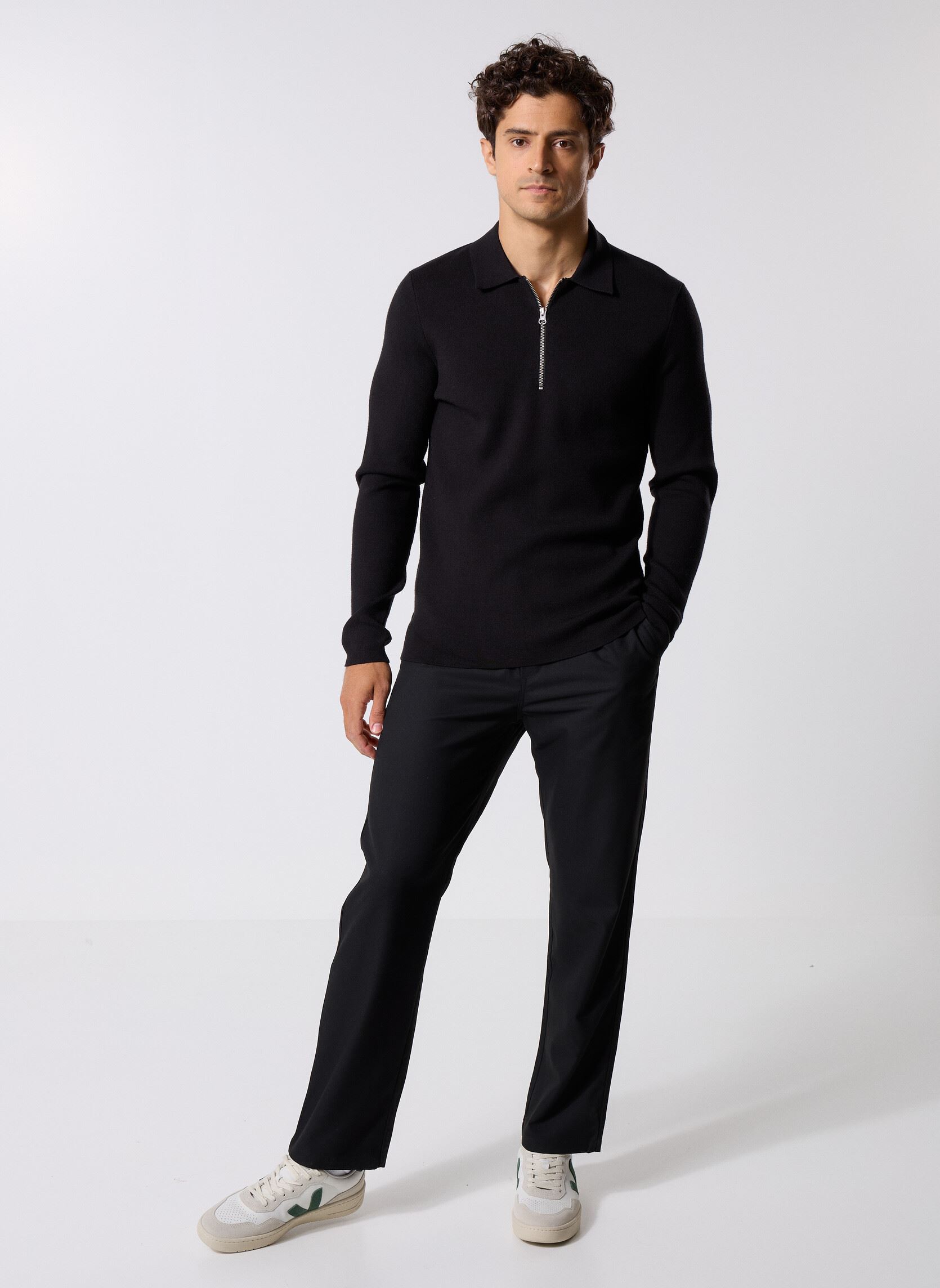 Polos manches courtes Guna Half Zip 10490 homme noir Samsoe Samsoe Polos manches courtes Guna Half Zip 10490 homme noir Black