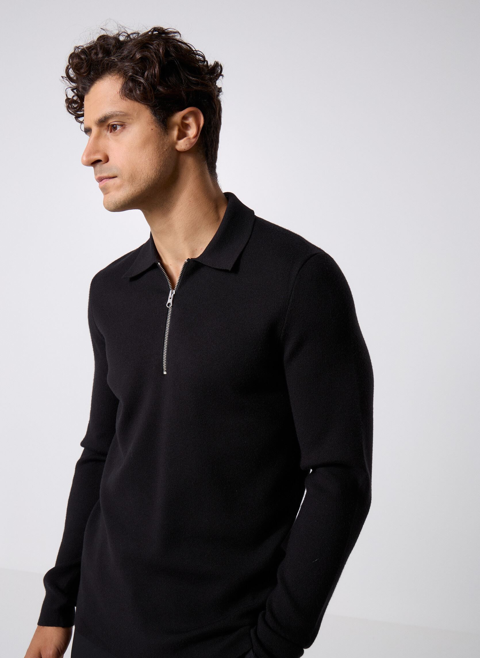 Polos manches courtes Guna Half Zip 10490 homme noir Samsoe Samsoe Polos manches courtes Guna Half Zip 10490 homme noir Black