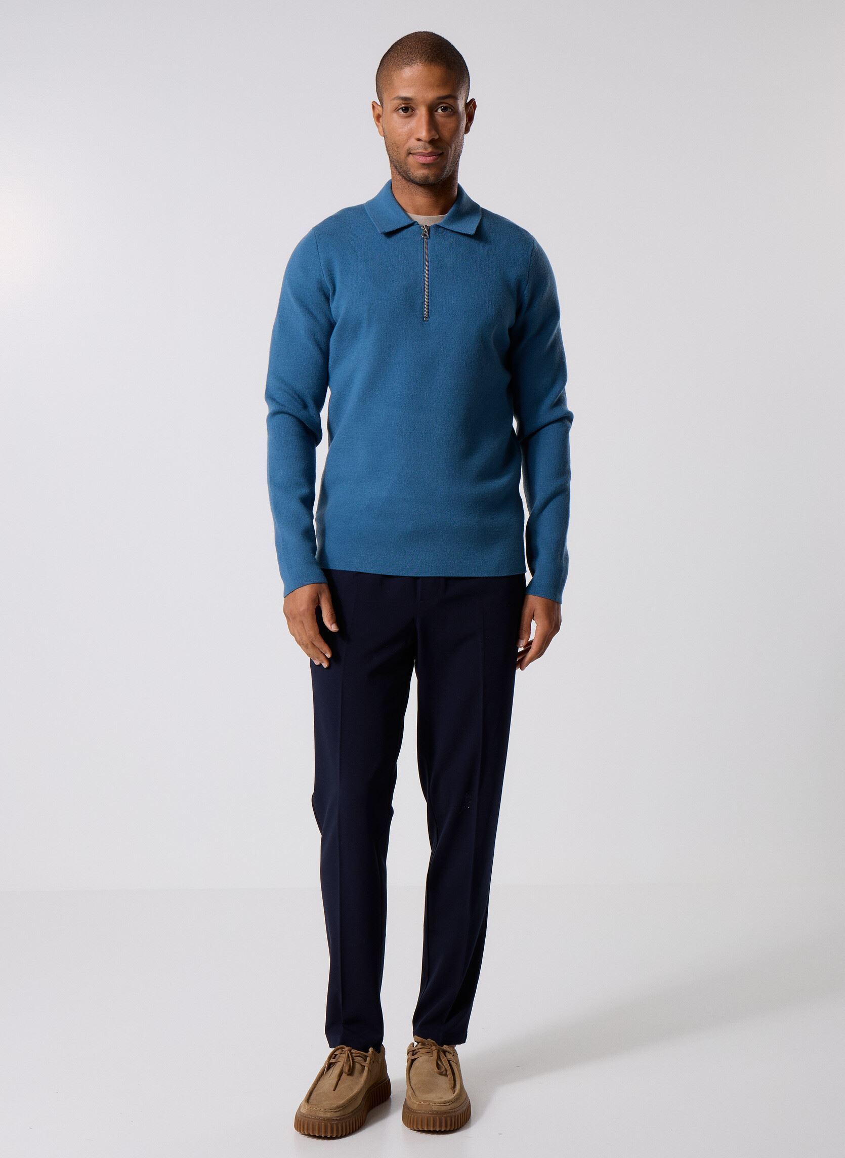 Polos manches courtes Guna Half Zip 10490 homme bleu Samsoe Samsoe Polos manches courtes Guna Half Zip 10490 homme bleu Stellar