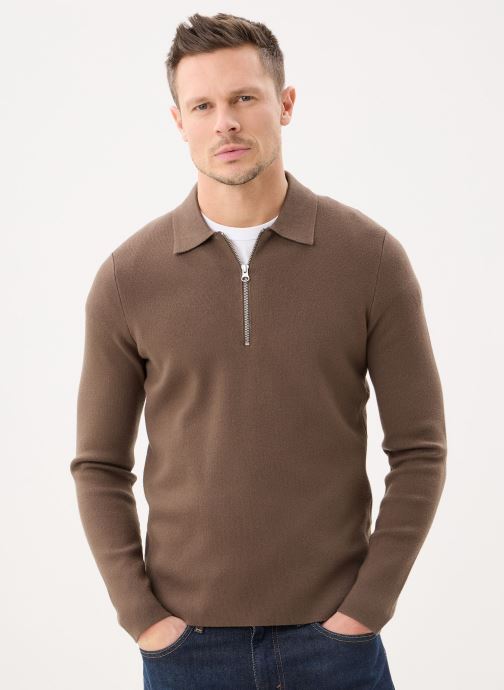 Samsoe Samsoe Polos manches courtes Guna Half Zip 10490 homme marron