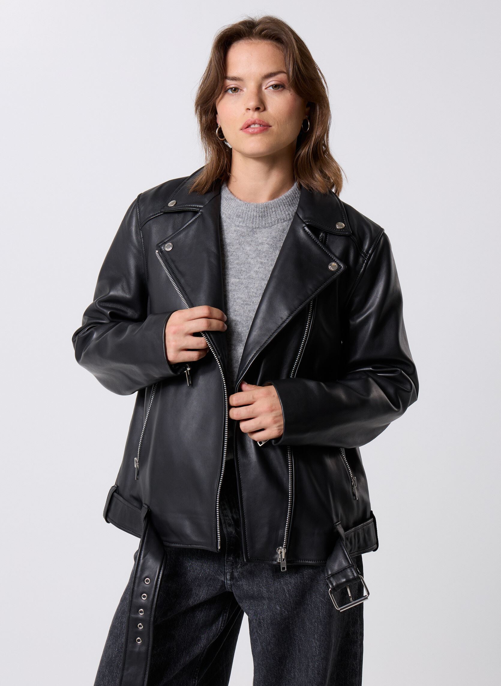 Vestes en cuir Sawinona Jacket 10786 femme noir Samsoe Samsoe Vestes en cuir Sawinona Jacket 10786 femme noir Black