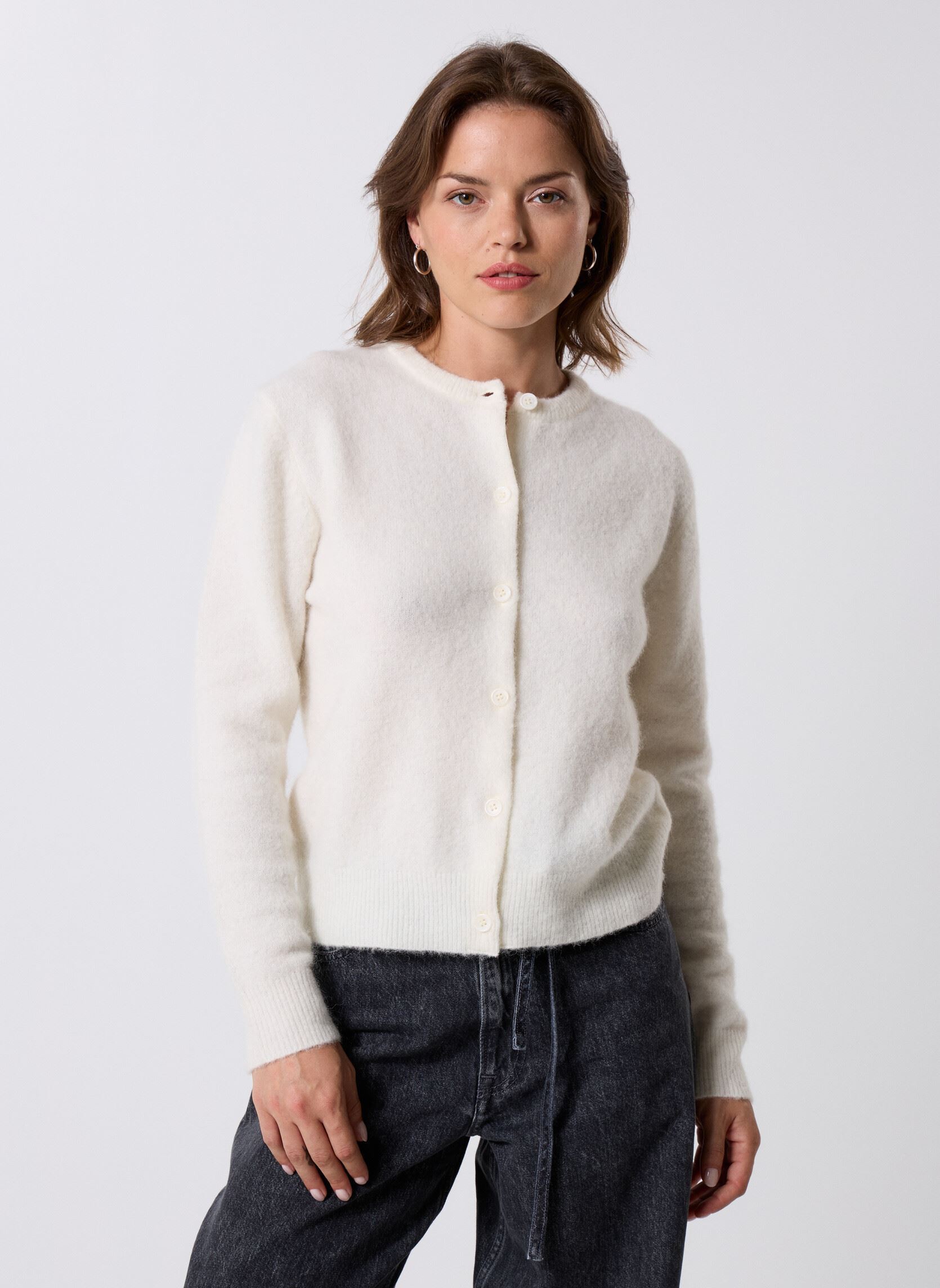 Gilets Nor Short Cardigan 7355 femme blanc Samsoe Samsoe Gilets Nor Short Cardigan 7355 femme blanc Clear Cream