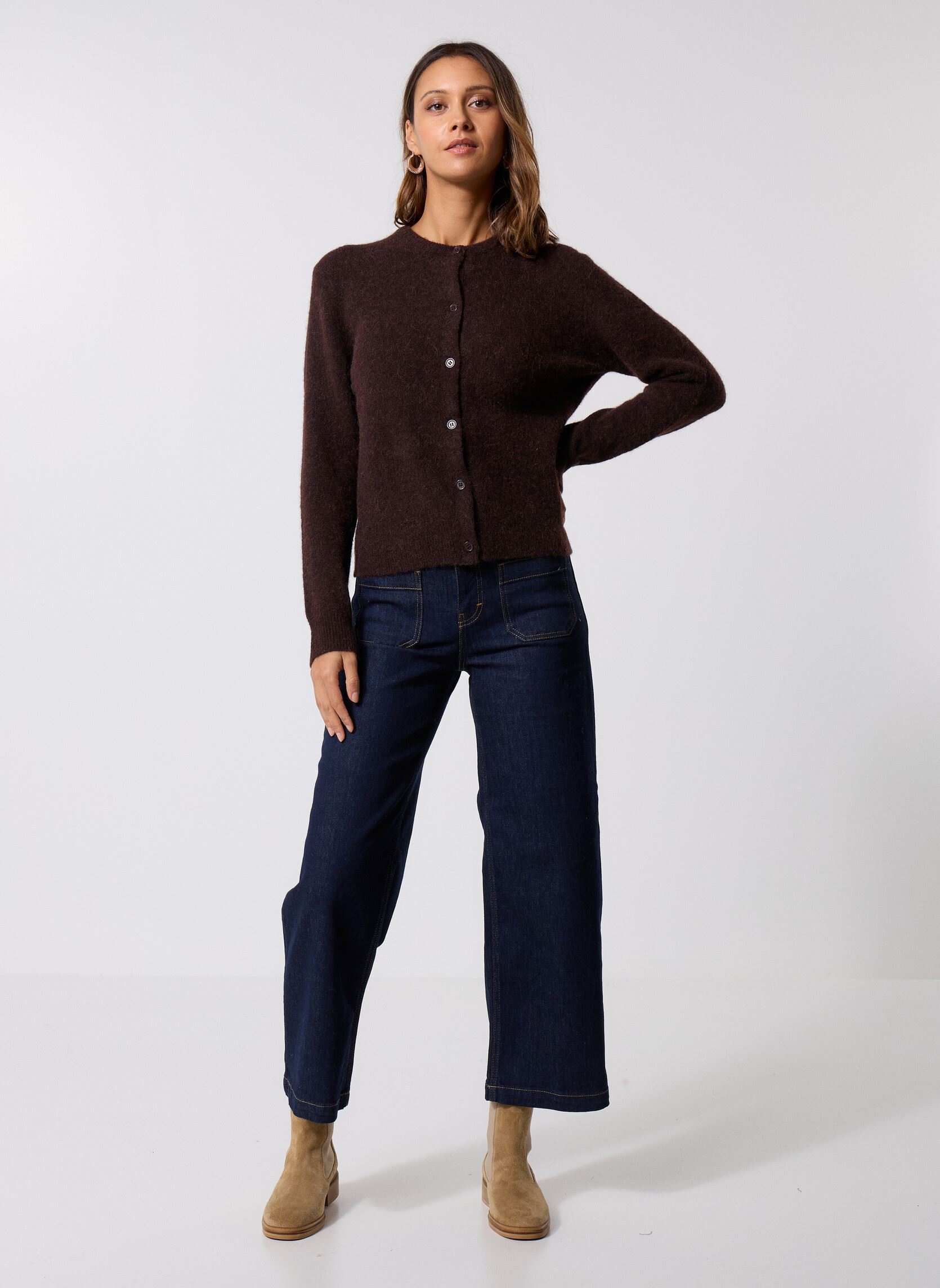 Strickjacken und Westen Nor Short Cardigan 7355 damen braun Samsoe Samsoe Strickjacken und Westen Nor Short Cardigan 7355 damen braun Black Coffee