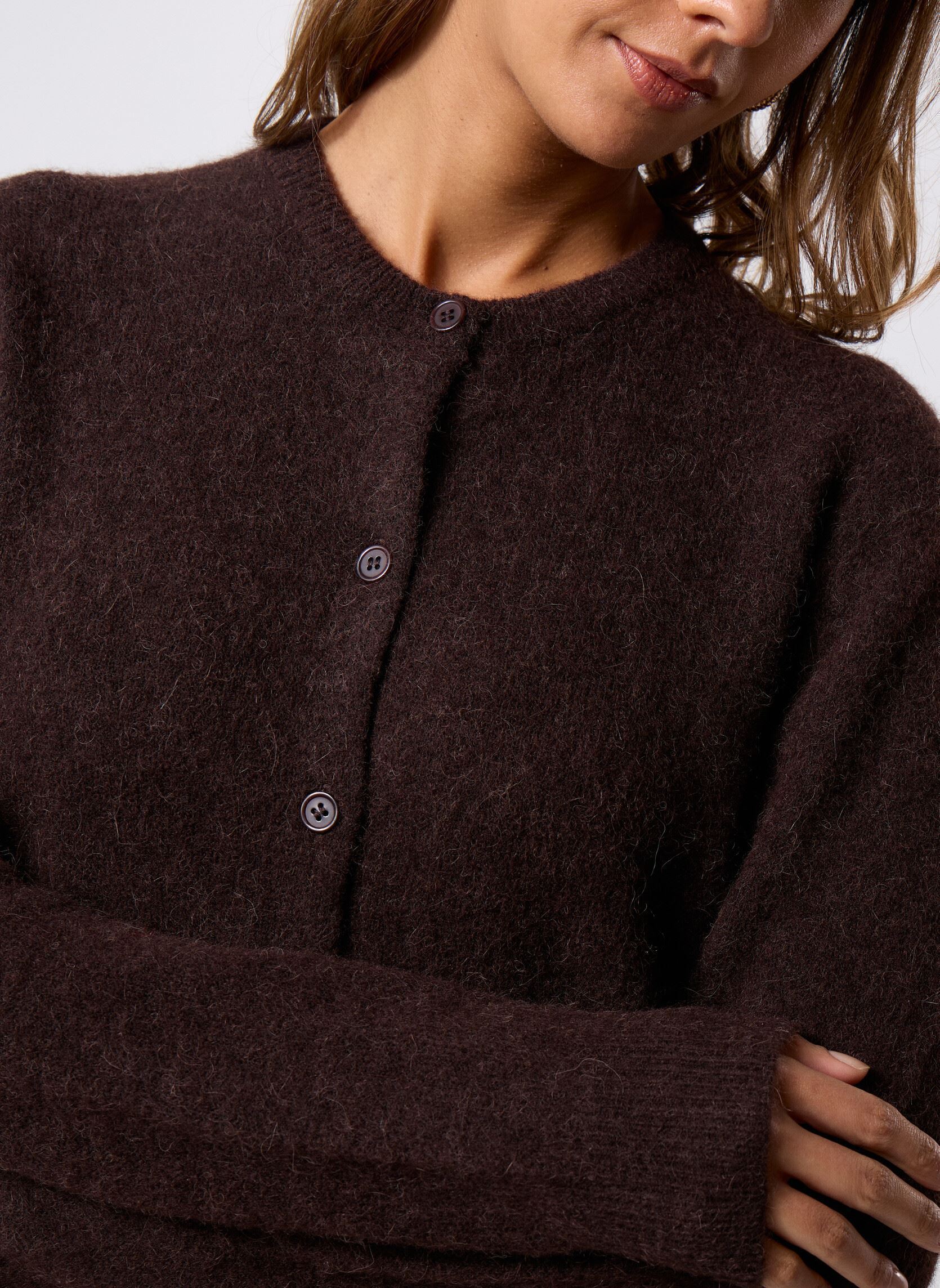 Strickjacken und Westen Nor Short Cardigan 7355 damen braun Samsoe Samsoe Strickjacken und Westen Nor Short Cardigan 7355 damen braun Black Coffee