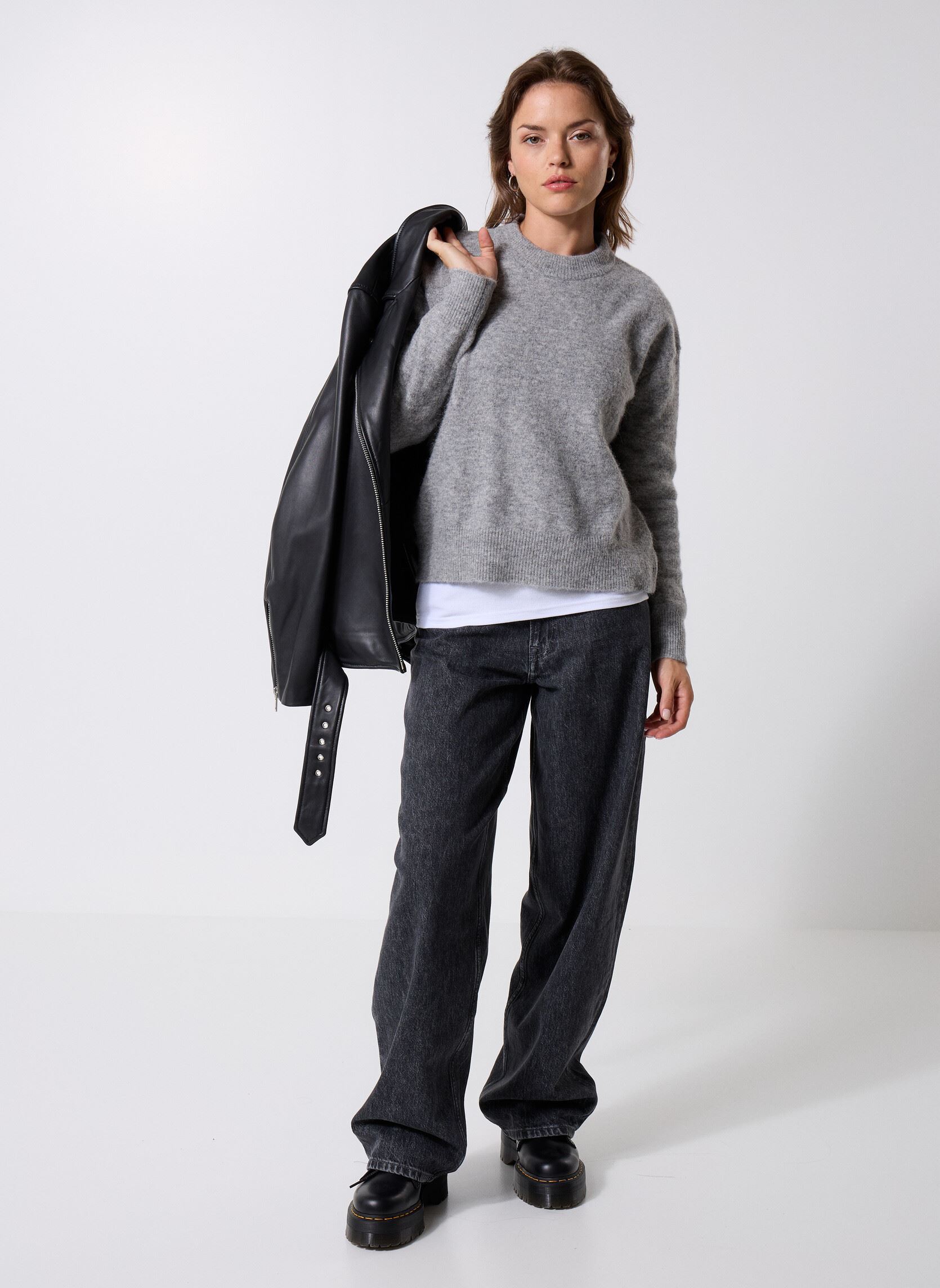 Pullover Anour O-N 7355 damen grau Samsoe Samsoe Pullover Anour O-N 7355 damen grau Grey Mel.