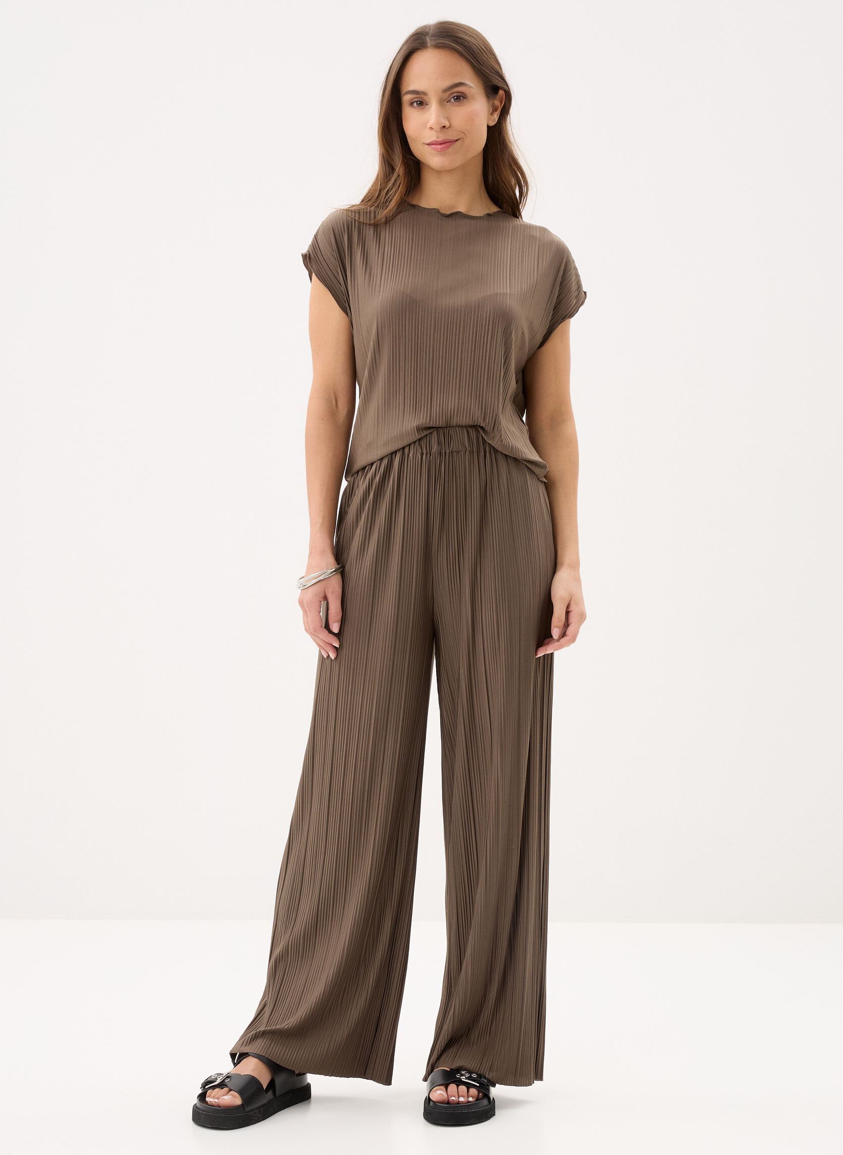Wijde broeken Uma Trousers 10167 dames bruin Samsoe Samsoe Wijde broeken Uma Trousers 10167 dames bruin Major Brown