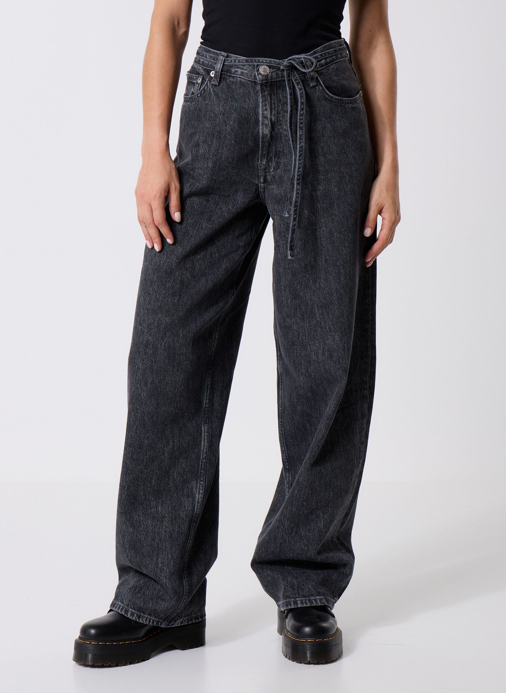 Wijde jeans / Flared Jeans Saharper Jeans Belt 15590 dames grijs Samsoe Samsoe Wijde jeans / Flared Jeans Saharper Jeans Belt 15590 dames grijs Grey Cloud
