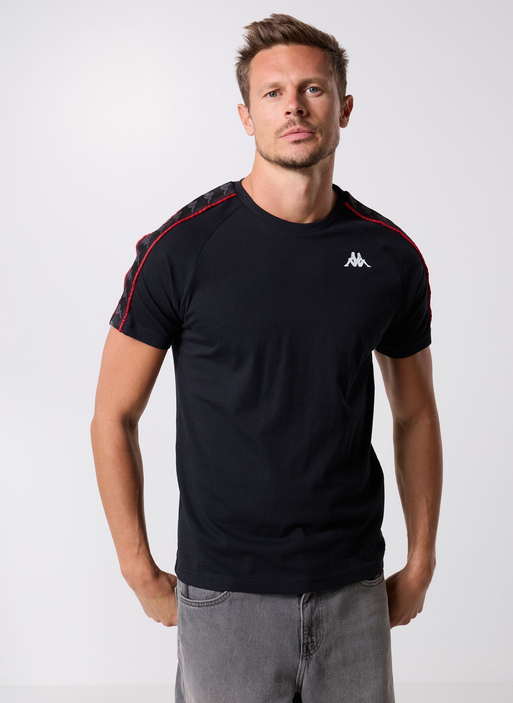 Kurzarm-T-Shirts COEN SLIM 222 BANDA TEE herren schwarz Kappa Kurzarm-T-Shirts COEN SLIM 222 BANDA TEE herren schwarz BLACK/WHITE