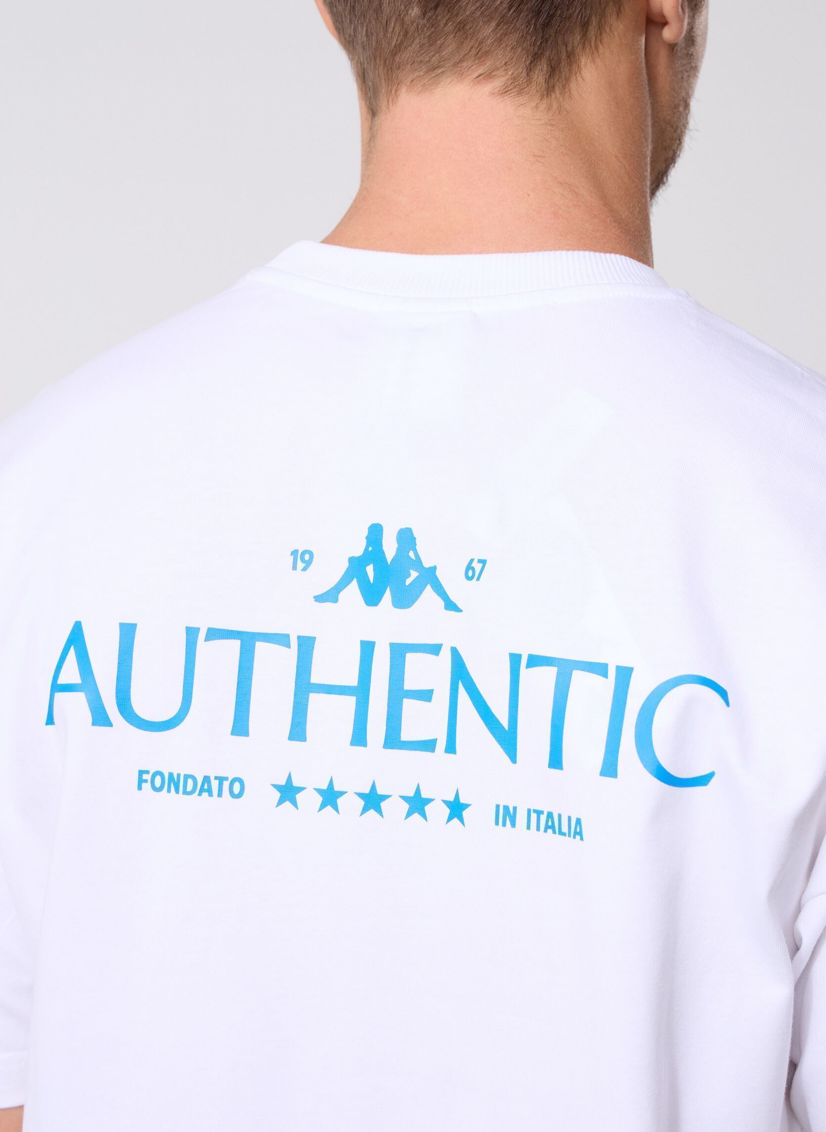 Kurzarm-T-Shirts AUTHENTIC NHAMAK herren weiß Kappa Kurzarm-T-Shirts AUTHENTIC NHAMAK herren weiß WHITE/BLUE SEA
