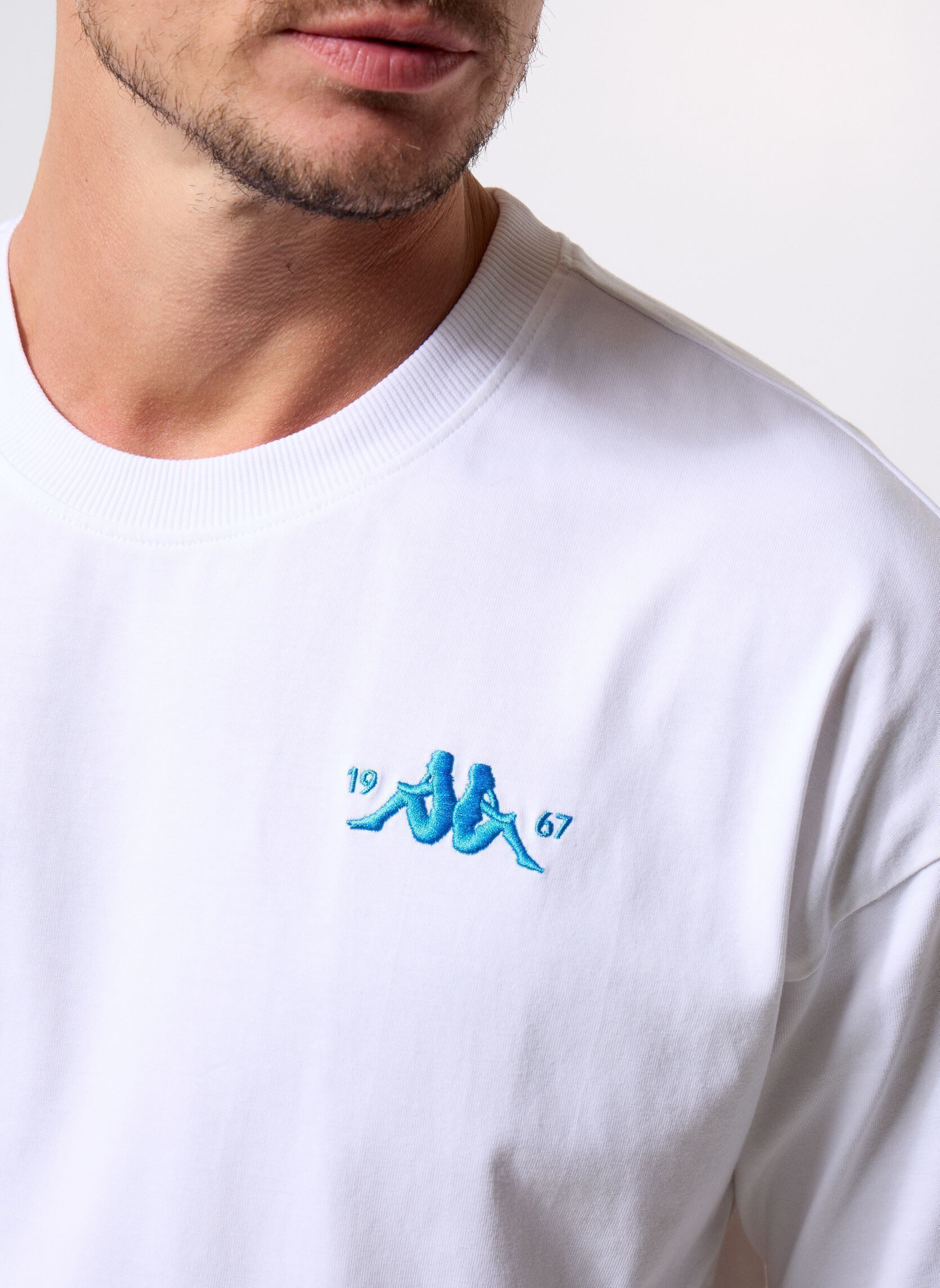 Kurzarm-T-Shirts AUTHENTIC NHAMAK herren weiß Kappa Kurzarm-T-Shirts AUTHENTIC NHAMAK herren weiß WHITE/BLUE SEA