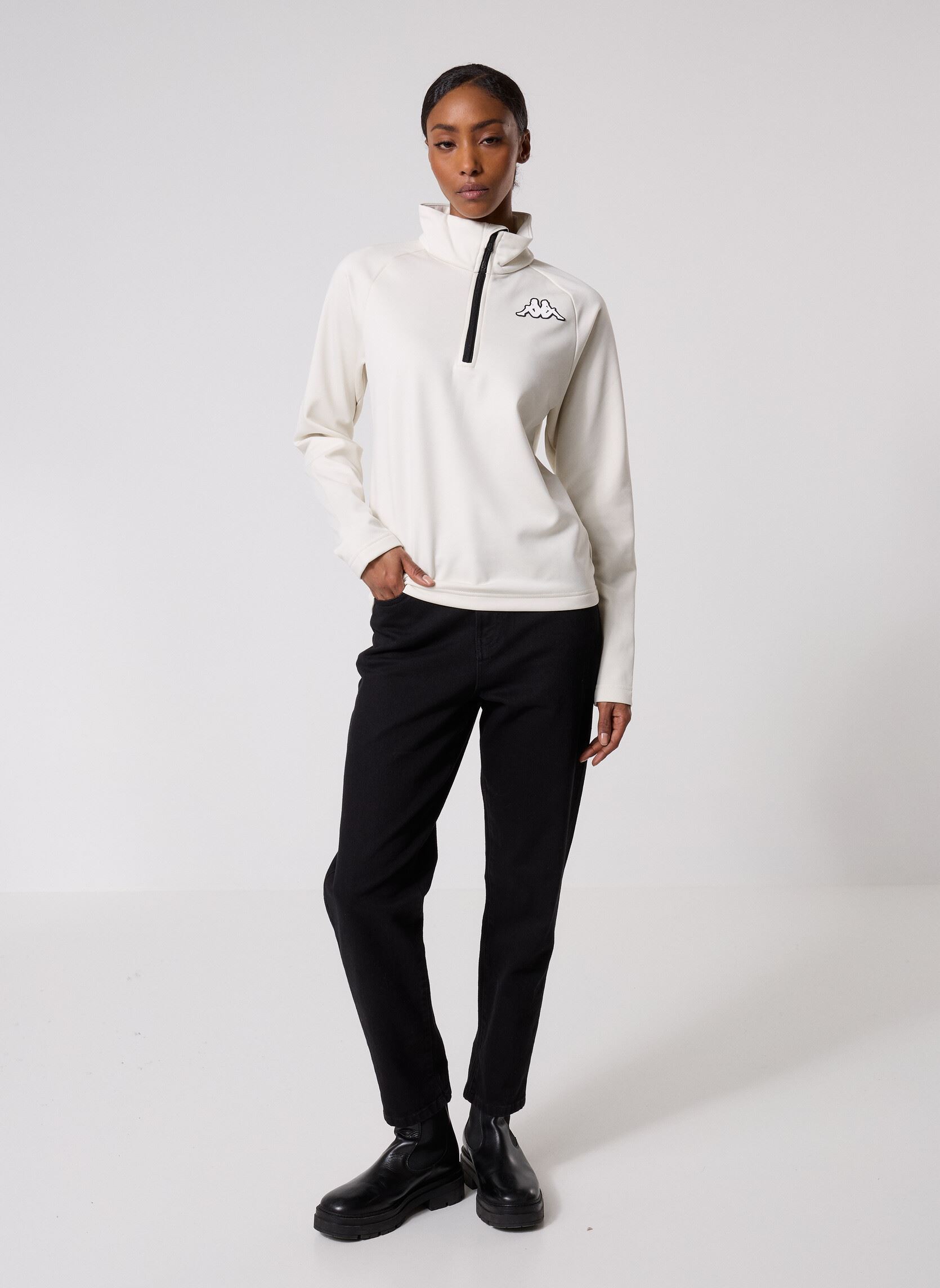 Fleece-Jacken 8CENTO 821 weiß Kappa Fleece-Jacken 8CENTO 821 weiß WHITE COCONUT/BLACK