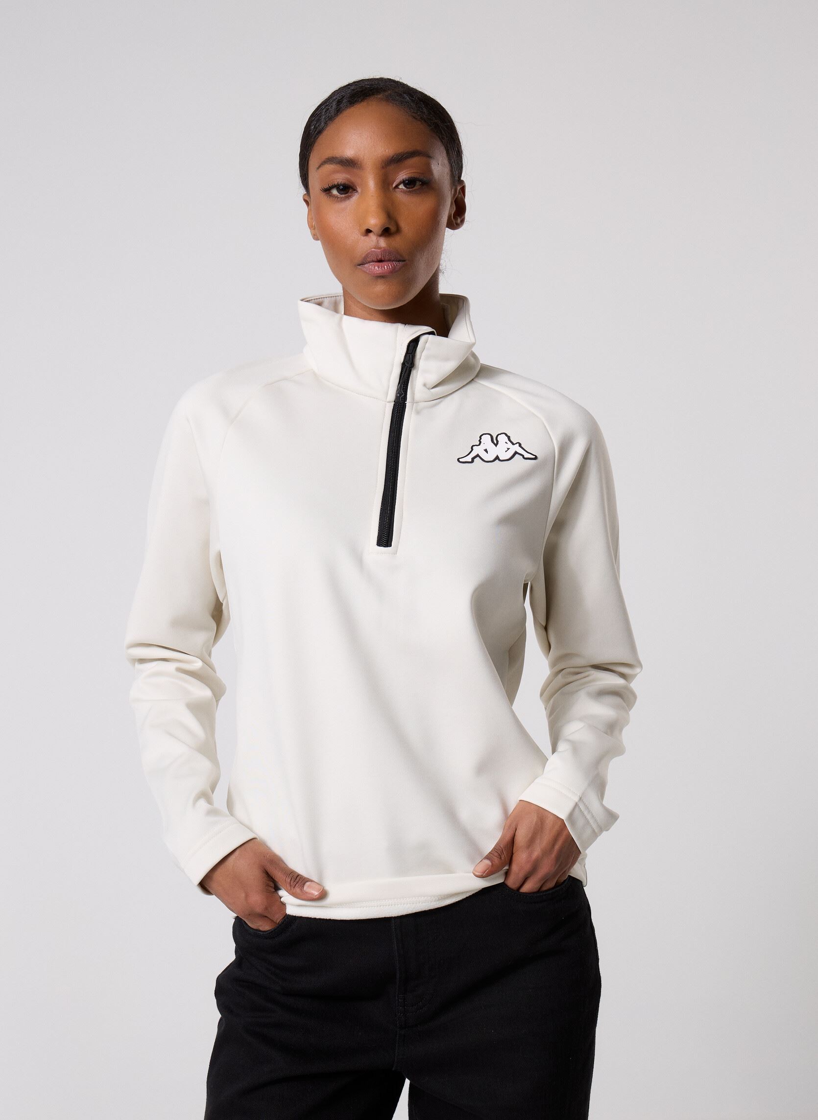 Fleece-Jacken 8CENTO 821 weiß Kappa Fleece-Jacken 8CENTO 821 weiß WHITE COCONUT/BLACK