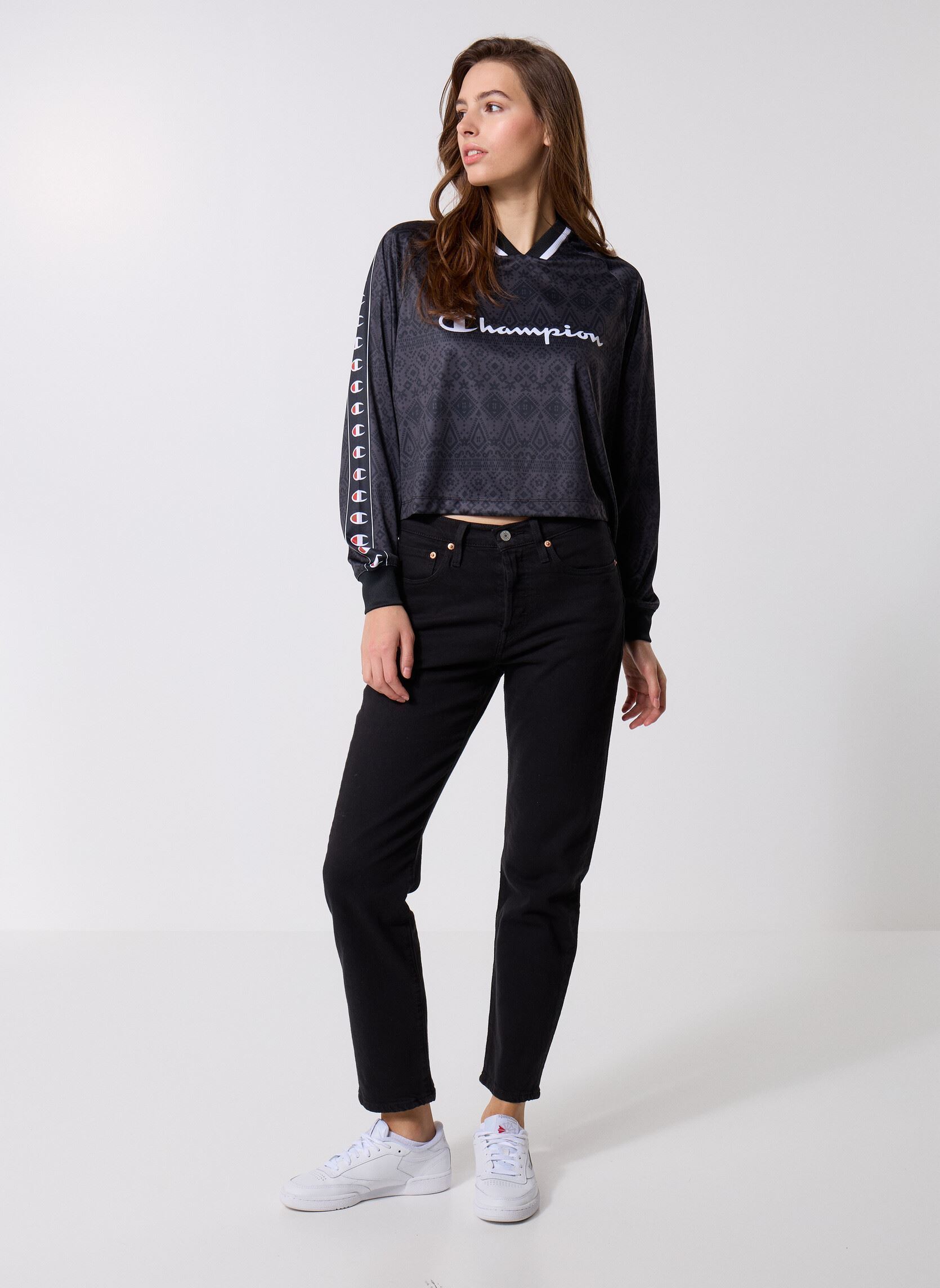 Polo a maniche lunghe 118444 donna nero Champion Polo a maniche lunghe 118444 donna nero KL001