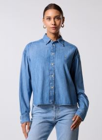 Langarm-Hemden Chemise Boxy fit en denim damen blau