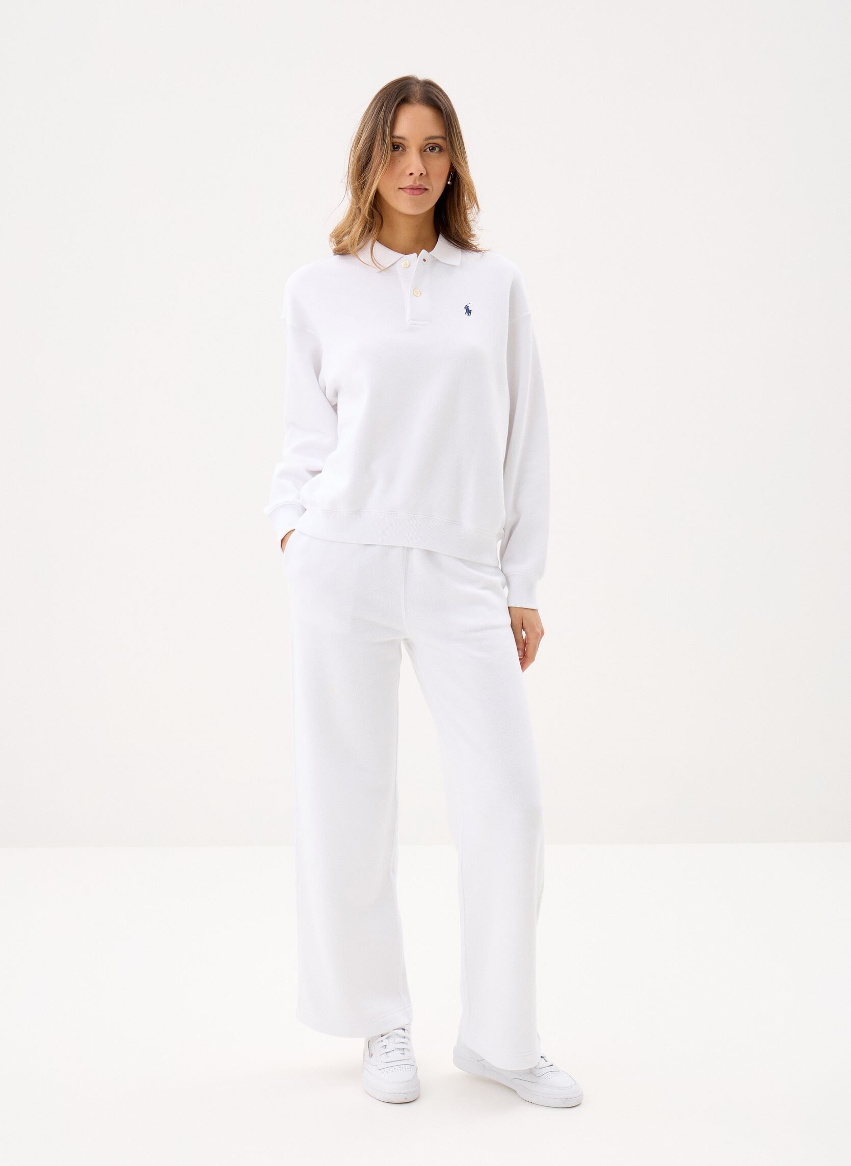 Bas de jogging Pantalon de jogging en molleton à jambe femme blanc Polo Ralph Lauren Bas de jogging Pantalon de jogging en molleton à jambe femme blanc WHITE