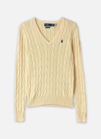 Pulls Pull torsadé à col V en coton femme bleu