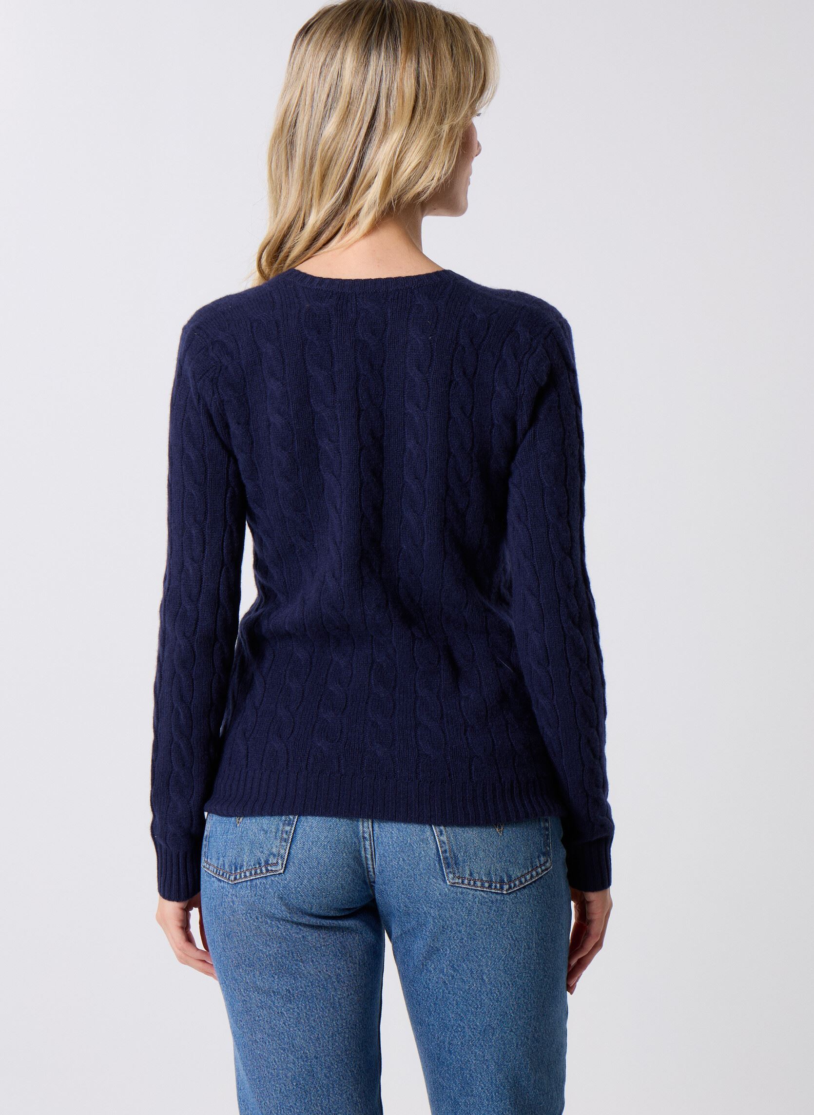 Pulls Pull torsadé à col V en coton femme bleu Polo Ralph Lauren Pulls Pull torsadé à col V en coton femme bleu HUNTER NAVY HN