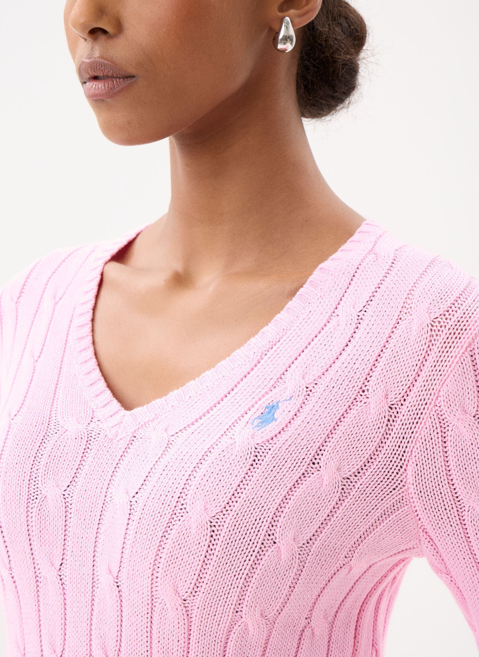 Jerseys Pull torsadé à col V en coton mujer rosa Polo Ralph Lauren Jerseys Pull torsadé à col V en coton mujer rosa CARMEL PINK